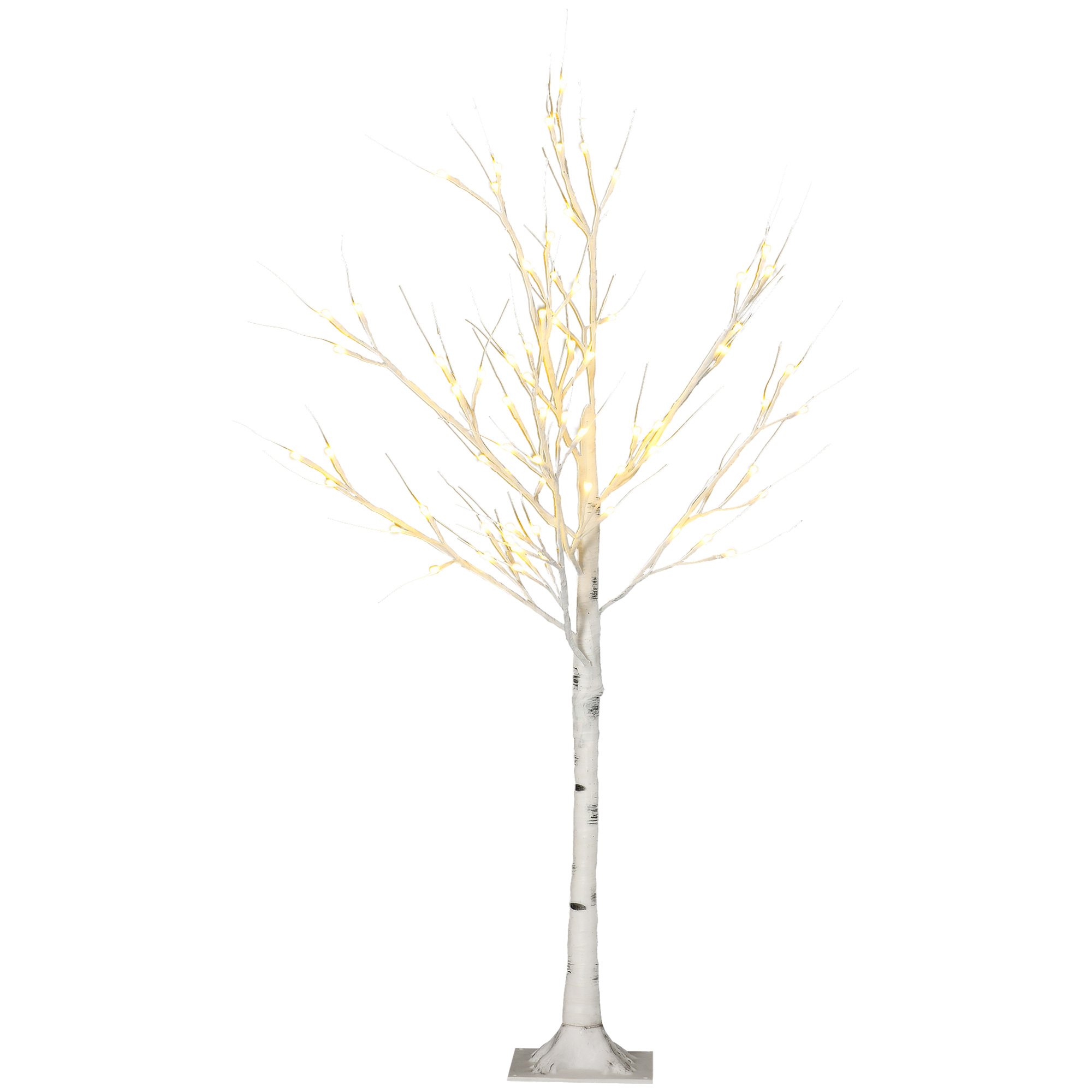 Tekokuusi, keinotekoinen koivu, LED-valaistus, lämmin valkoinen, realistinen valkoinen kaarna, 17P x 17L x 120K cm