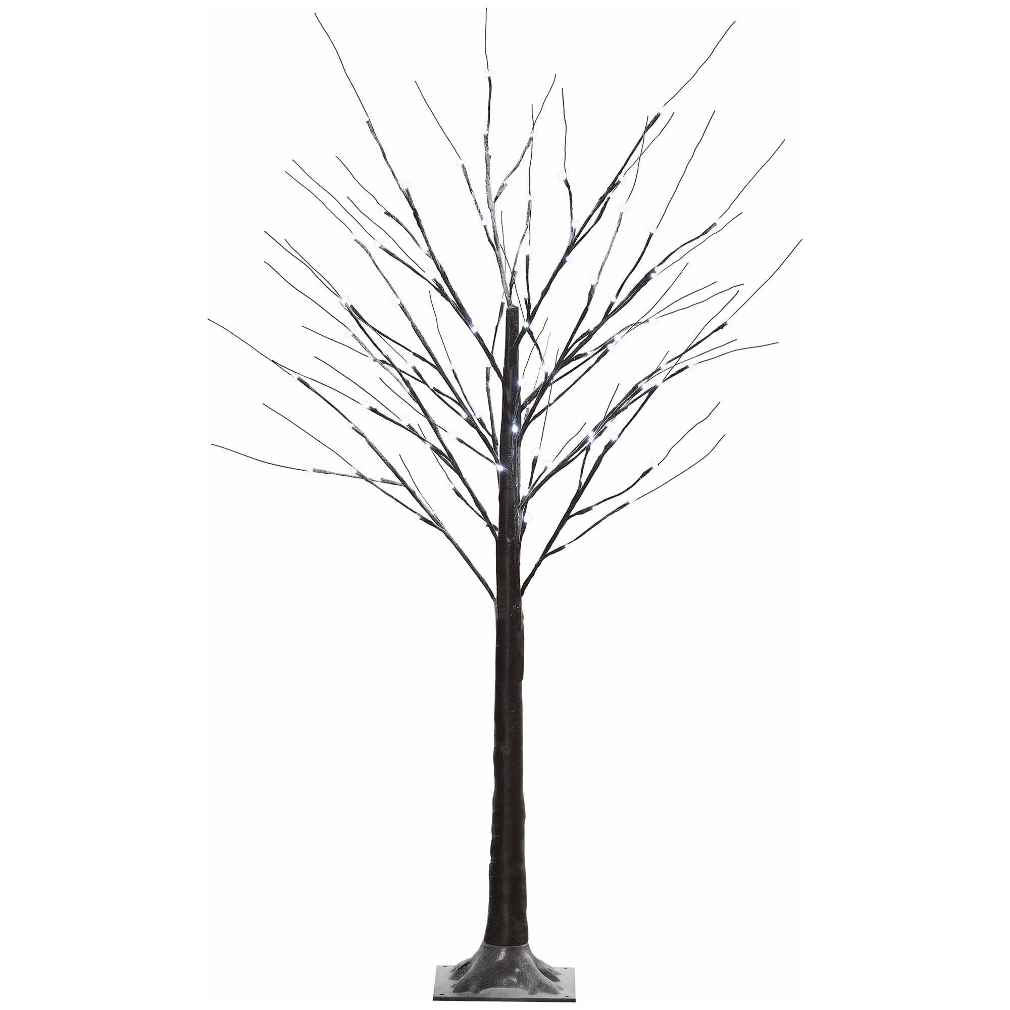 Tekokoivupuu LED-valaistuksella, 96 viileän valkoista mikro-LEDiä, 150 cm, ruskea