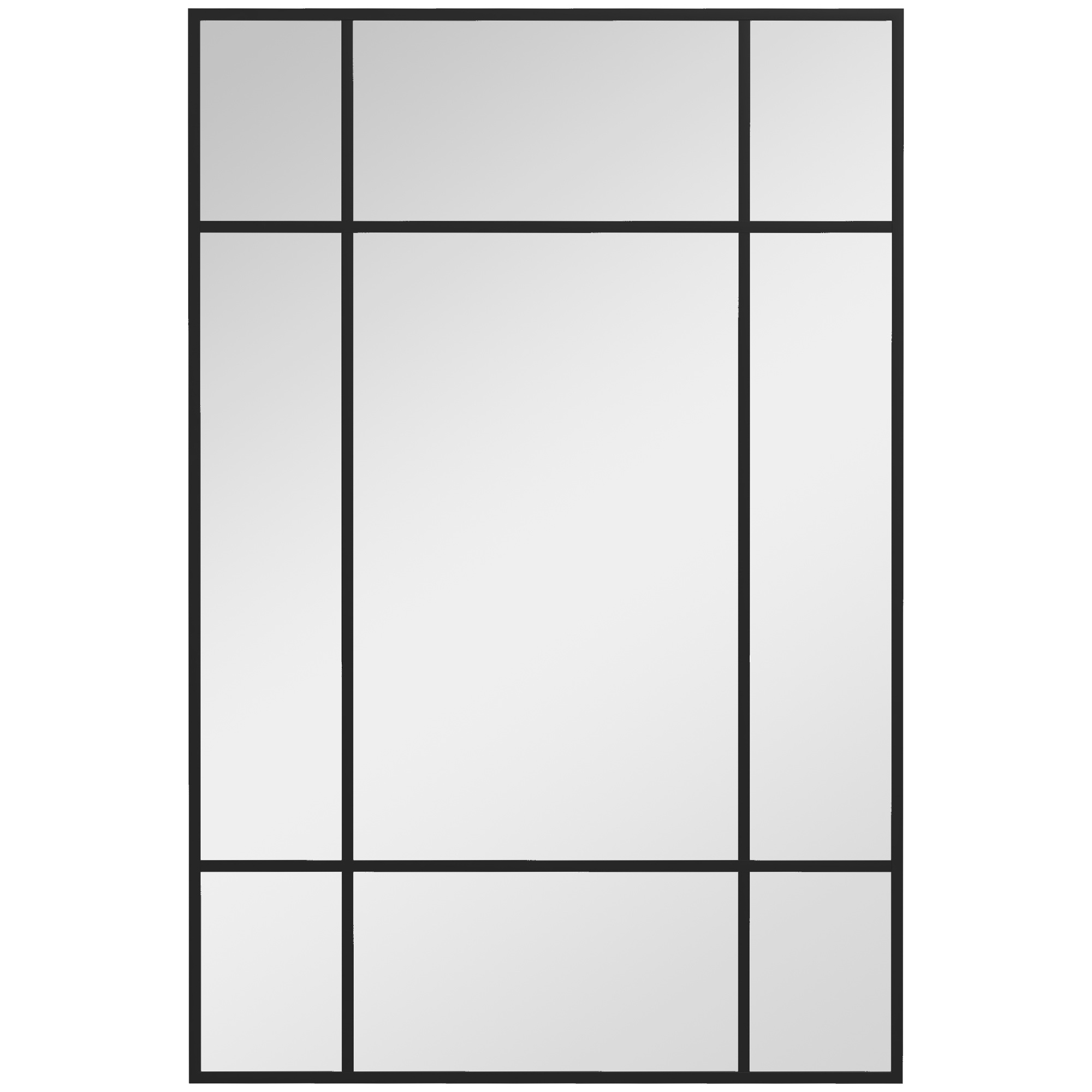 Seinäpeili, koristeellinen peili metallikehyksillä, mustat raidat, monikerroksinen lasi, 90 x 2 x 60 cm