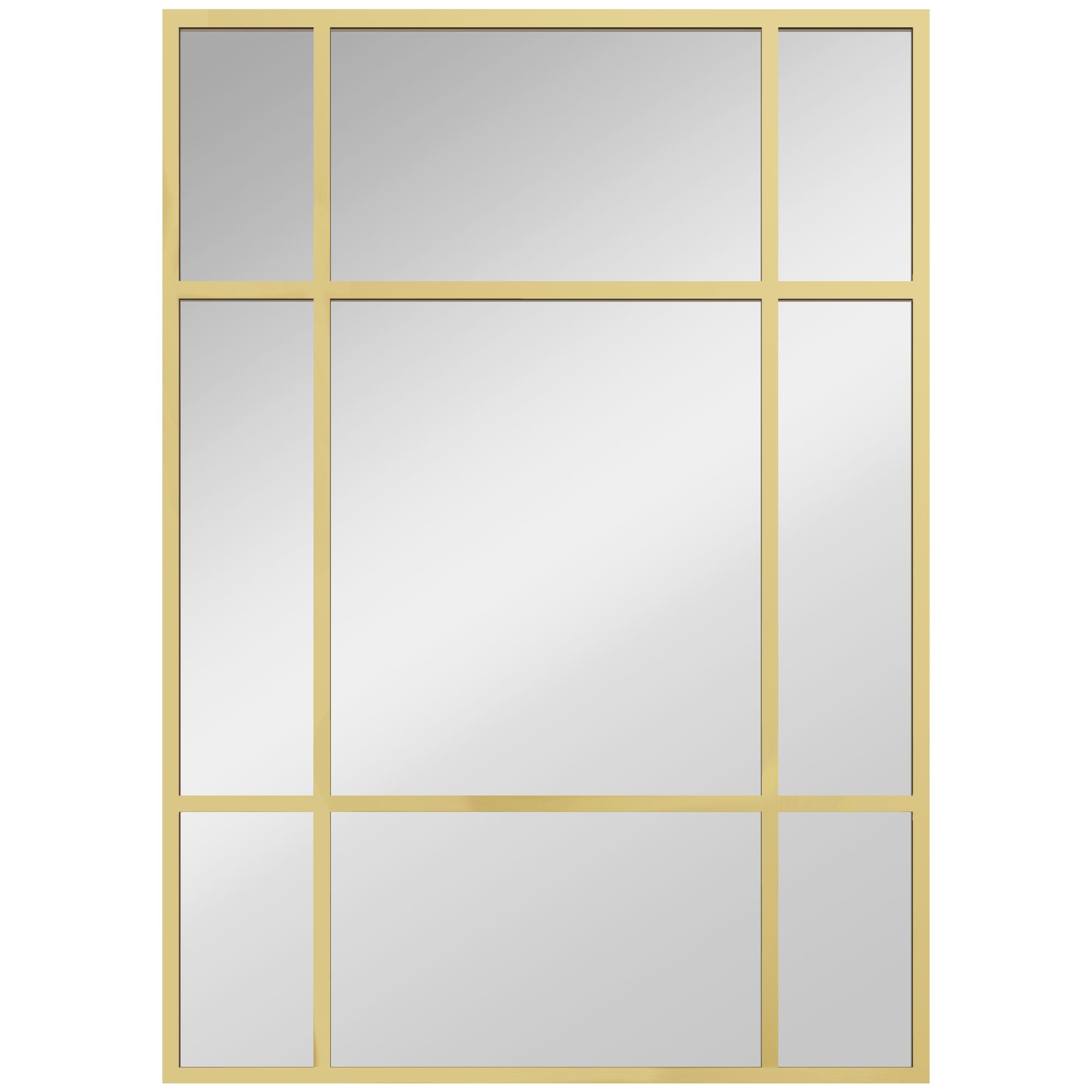 Seinäpeili, koristeellinen peili metallikehyksillä, kultaiset raidat, monikerroksinen lasi, 50L x 2S x 70K cm