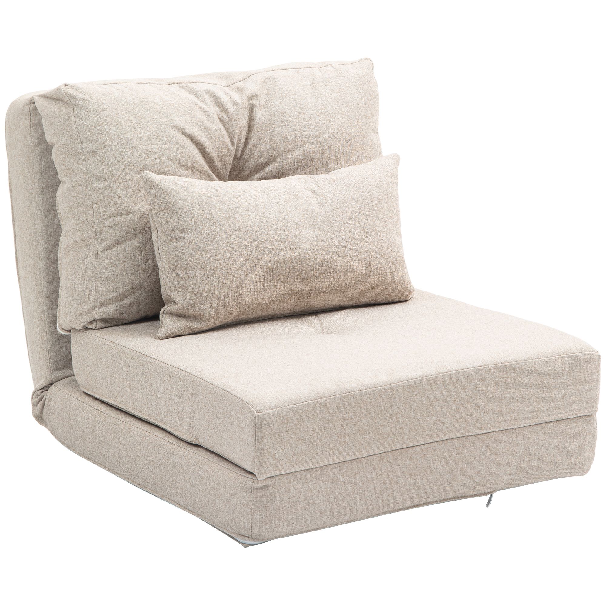Lattianojatuoli ja taitettava patja, 2 toimintoa, irrotettava tyyny, 60 × 80 × 56 cm, beige