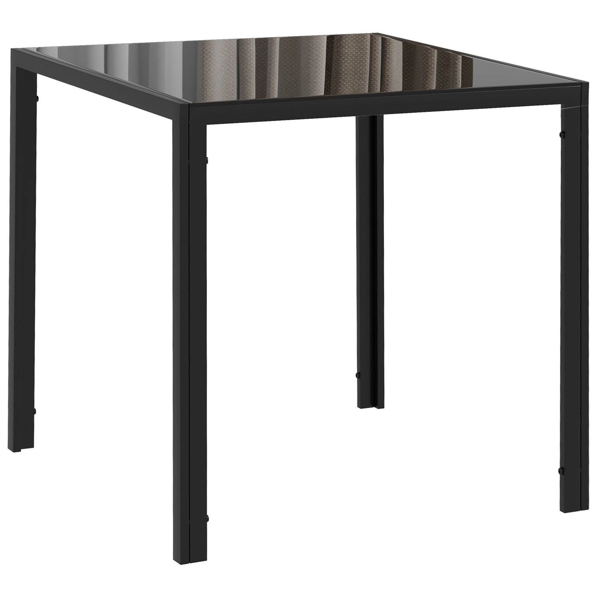 Neliön muotoinen ruokapöytä karkaistulla lasikannella 4 hengelle, keittiöön ja ruokailutilaan, 75 × 75 × 75 cm, musta