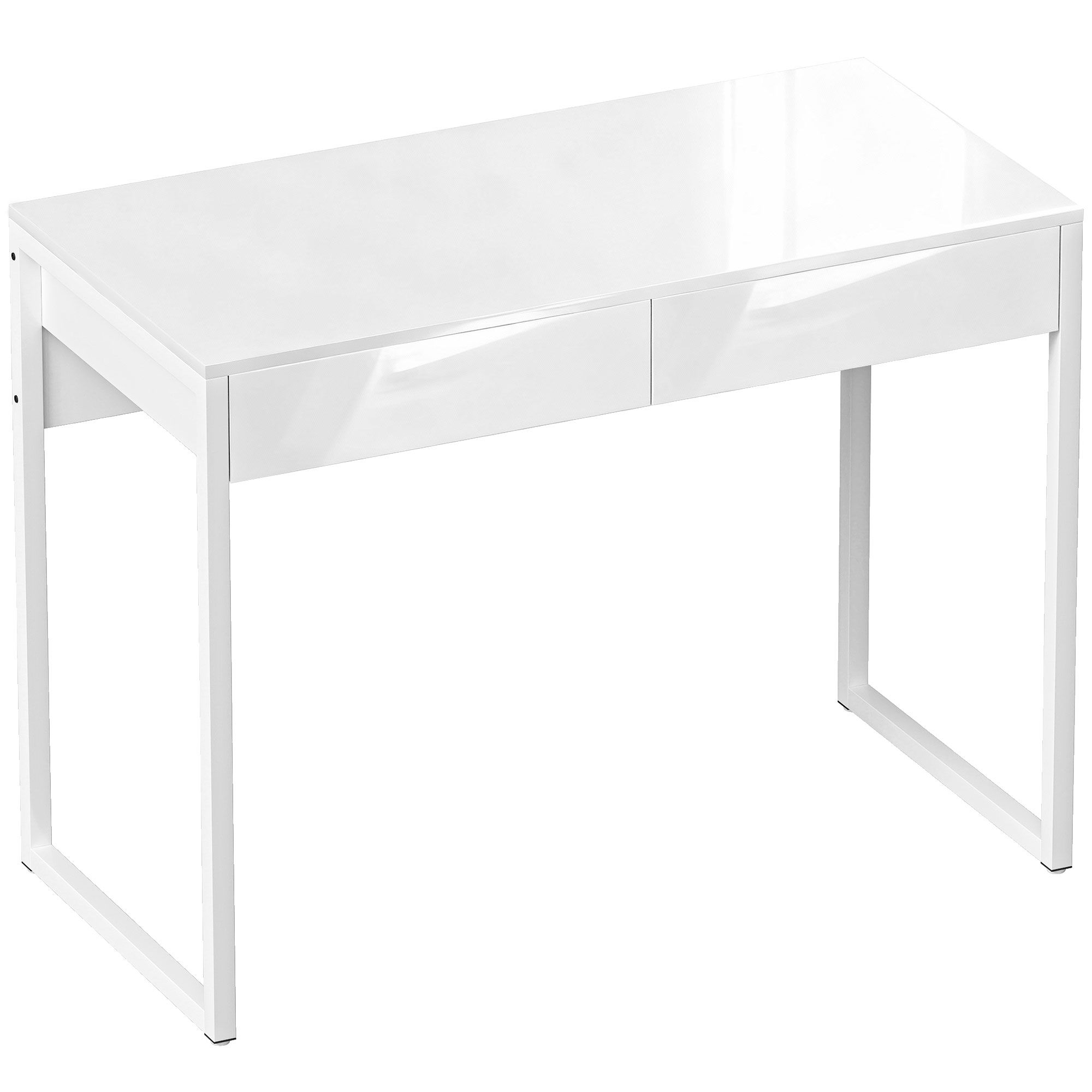 Työpöytä 100 x 50 cm, tietokonepöytä, toimistopöytä kahdella laatikolla, pieniin huoneisiin, valkoinen