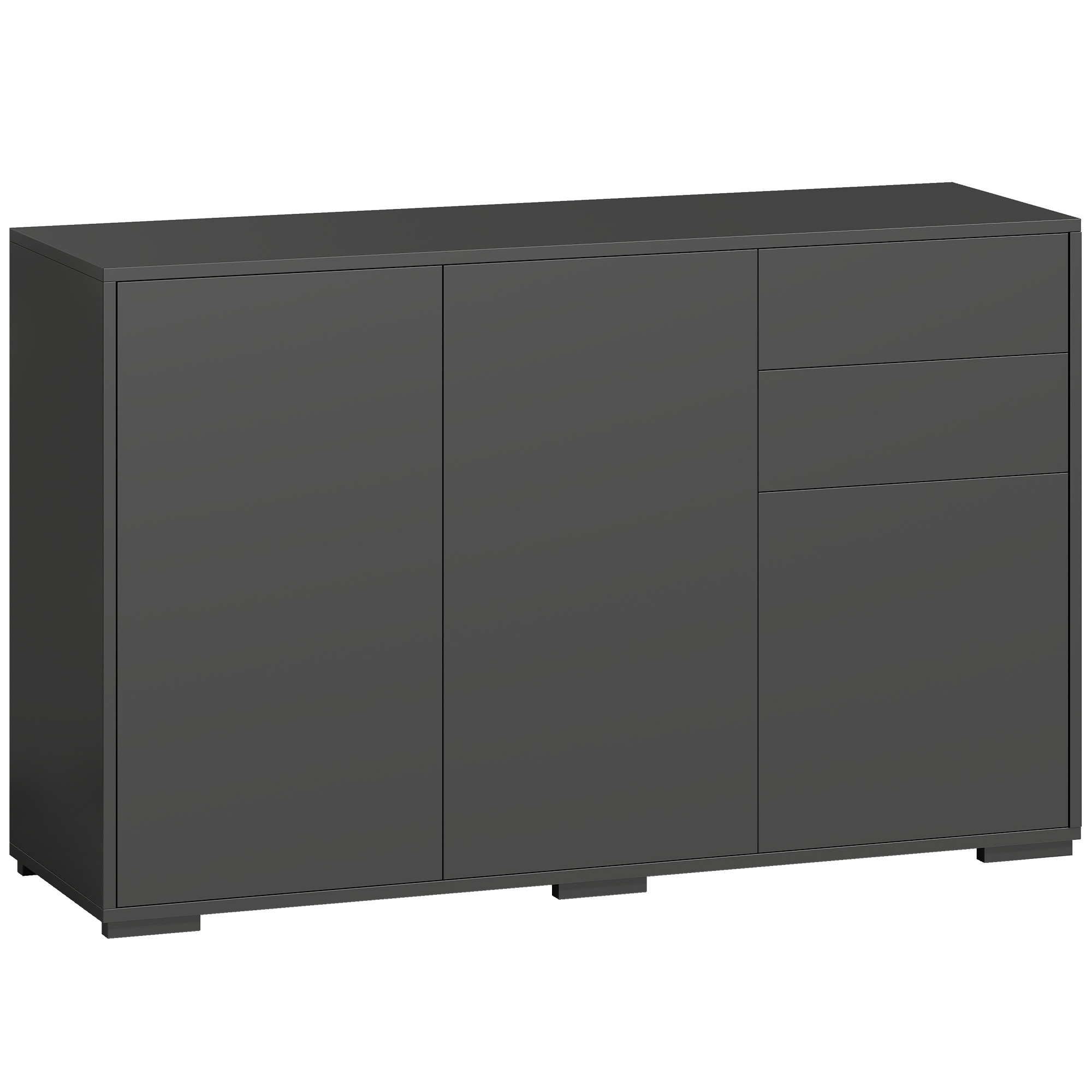 Lipasto, senkki, credenza, 2 laatikkoa, painonapilla sulkeutuva, 117 cm x 36 cm x 74 cm, musta