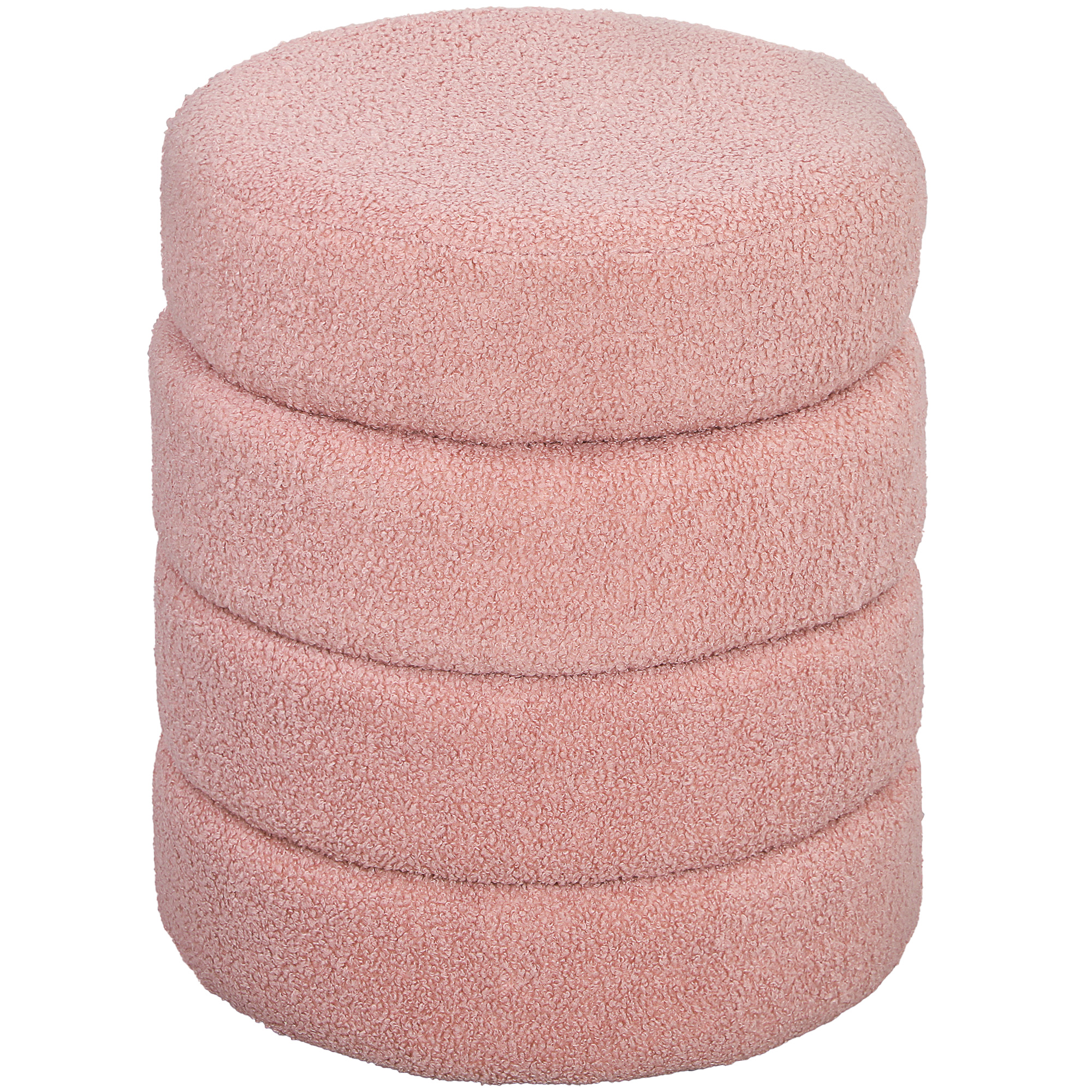 Pyöreä jakkara, teddy fleeceä, jopa 120 kg, Φ40x45K cm, pinkki