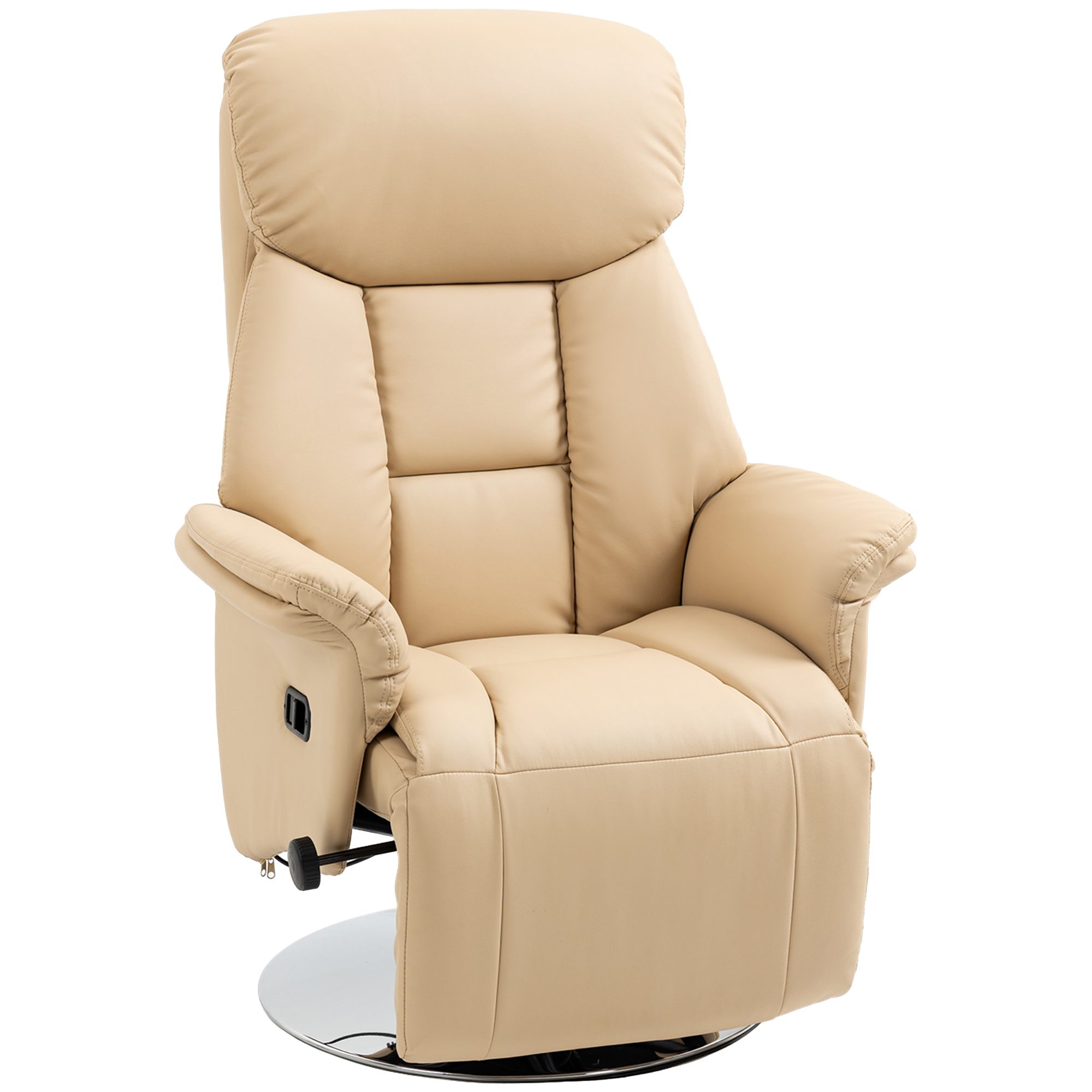 Lepotuoli, kallistustoiminto, nahkajäljitelmä, jalkatuki, jopa 150 kg, 78 x 80 x 109 cm, beige