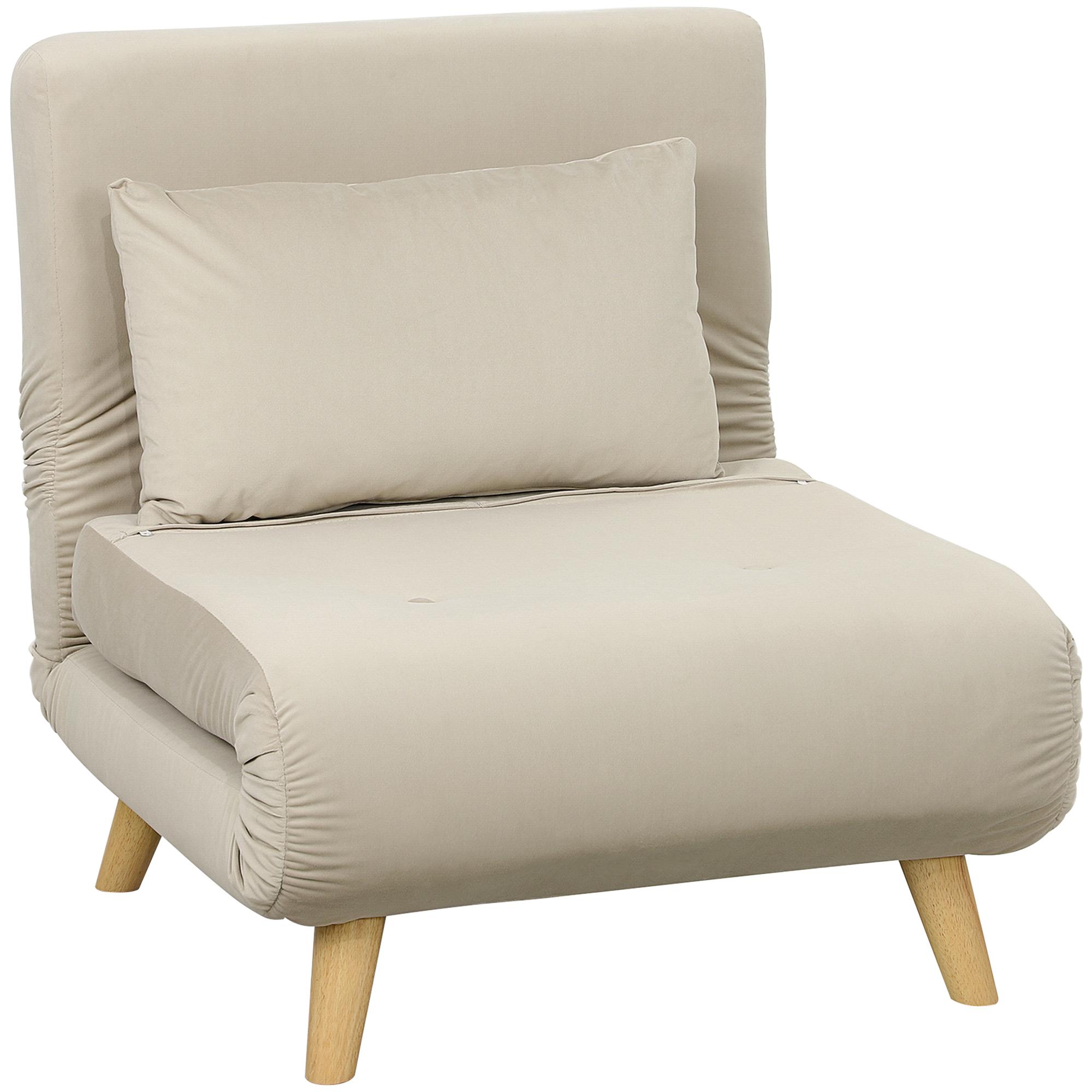 3-in-1-vuodetuoli, kokoontaitettava tuoli nukkumistoiminnolla, säädettävä napsautusselkänoja, beige