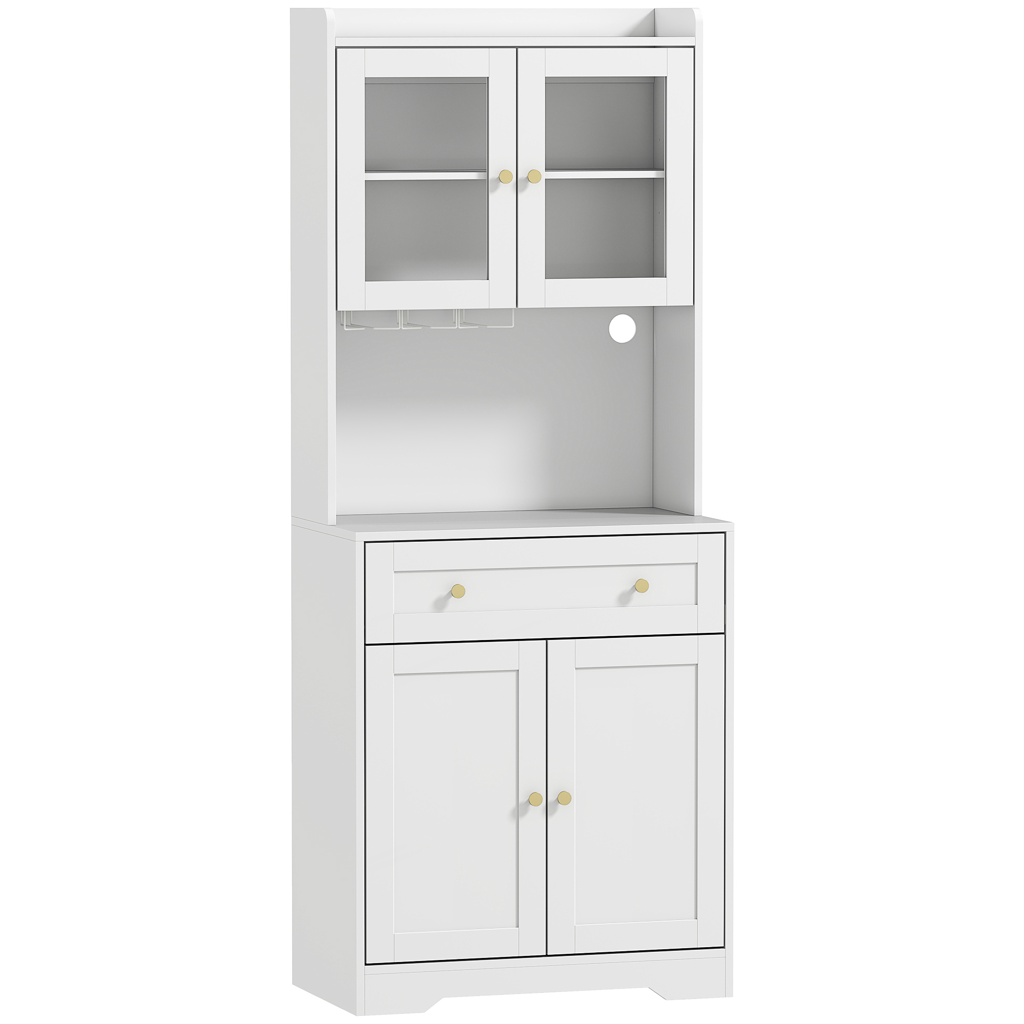 Keittiön kaappi työtasolla, viinilasin pidike, ruokakomero keittiöön, ruokailutilaan, 170 cm, MDF, lasi, valkoinen