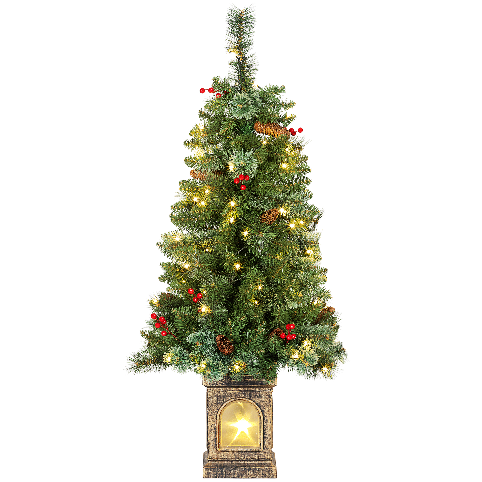 Keinotekoinen joulukuusi 120 cm, keinotekoinen kuusi 100 LED-valolla, 8 toimintatilaa, 214 kärkeä