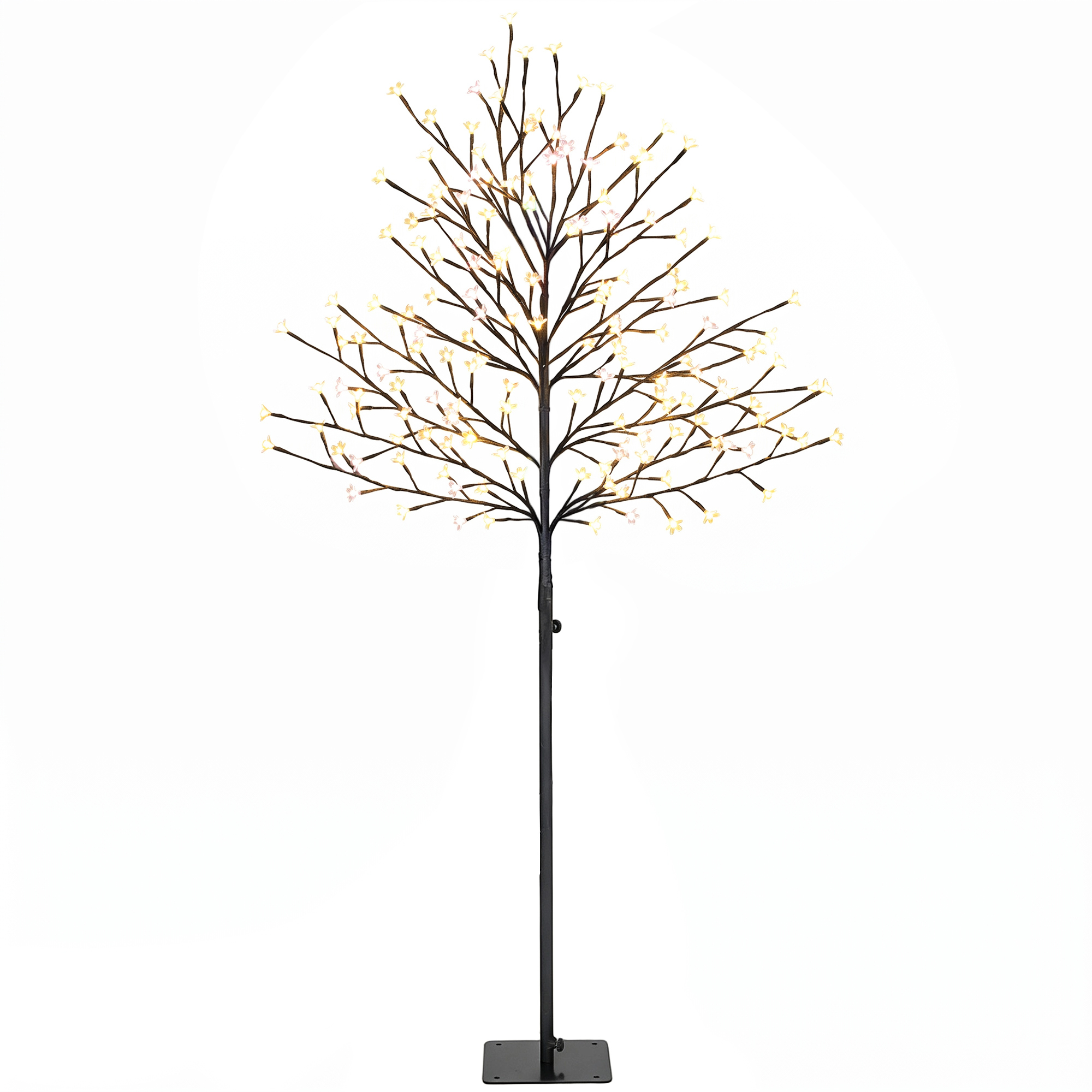 LED-kirsikankukkapuu 150 cm 160 LEDillä, keinotekoinen valaistu puu 20 taipuisalla oksalla, joulukoriste