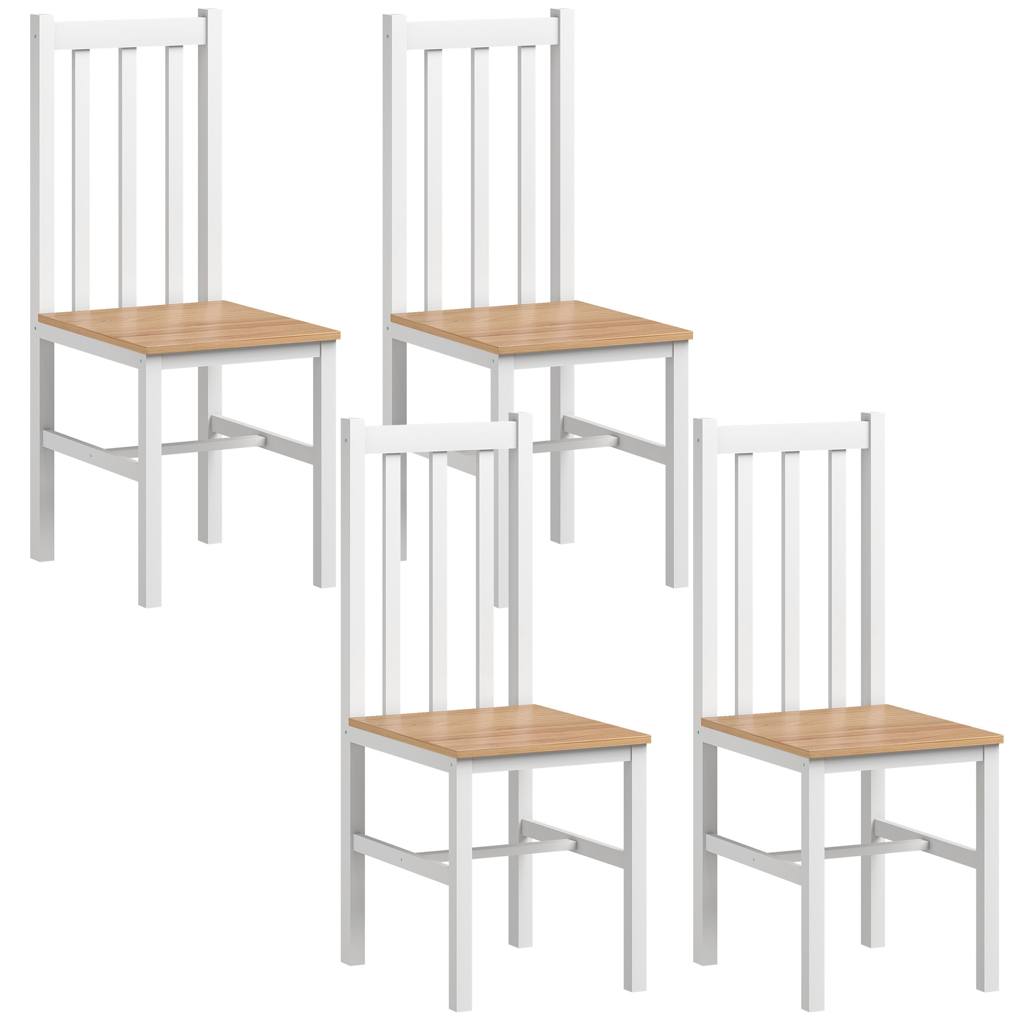 4 keittiö-/ruokailutuolin setti, massiivipuuta, moderni muotoilu, 38,5 cm x 47,5 cm x 99 cm, luonnonvärinen