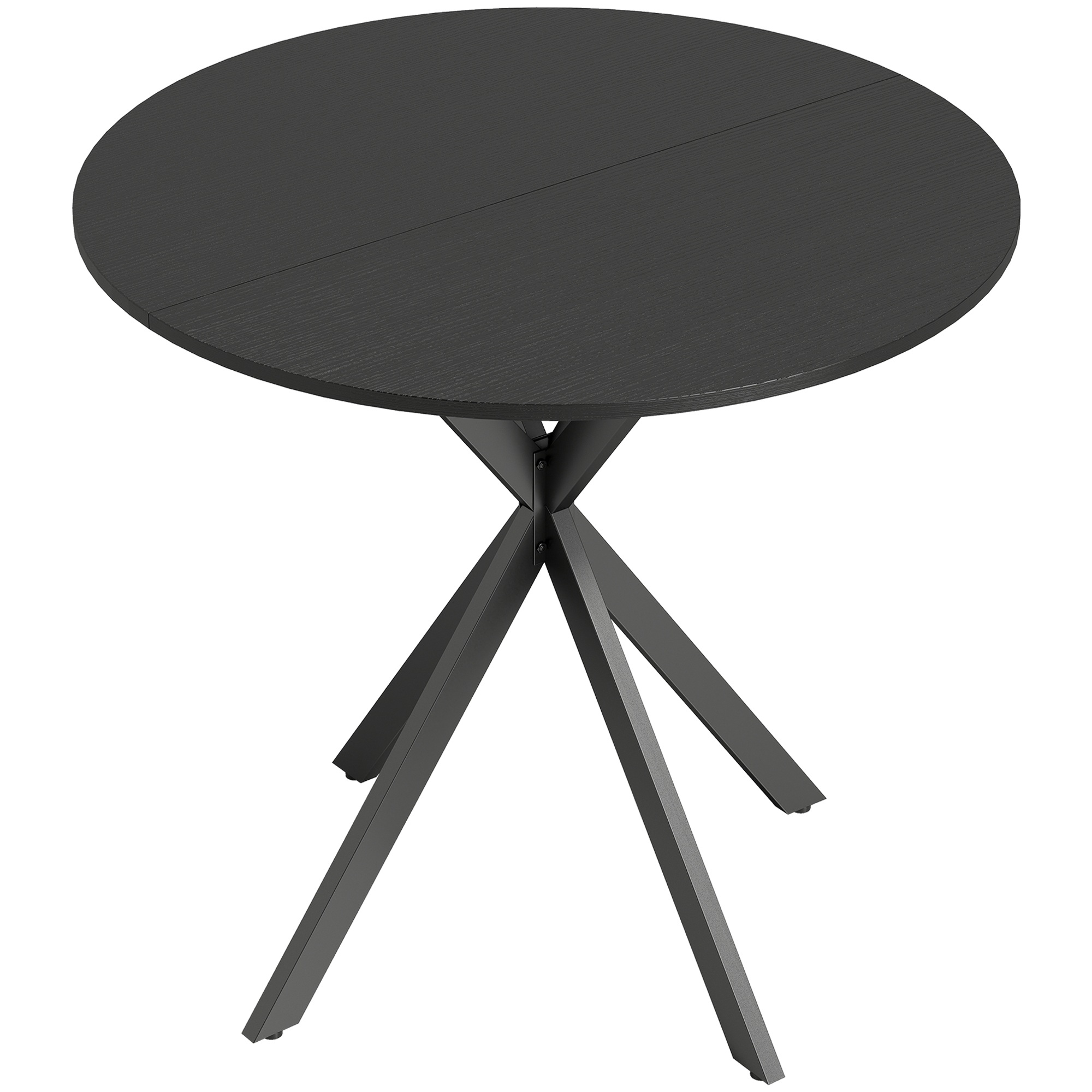 Pyöreä keittiönpöytä, 80 cm, kompakti pöytälevy, lastulevy, metalli, musta
