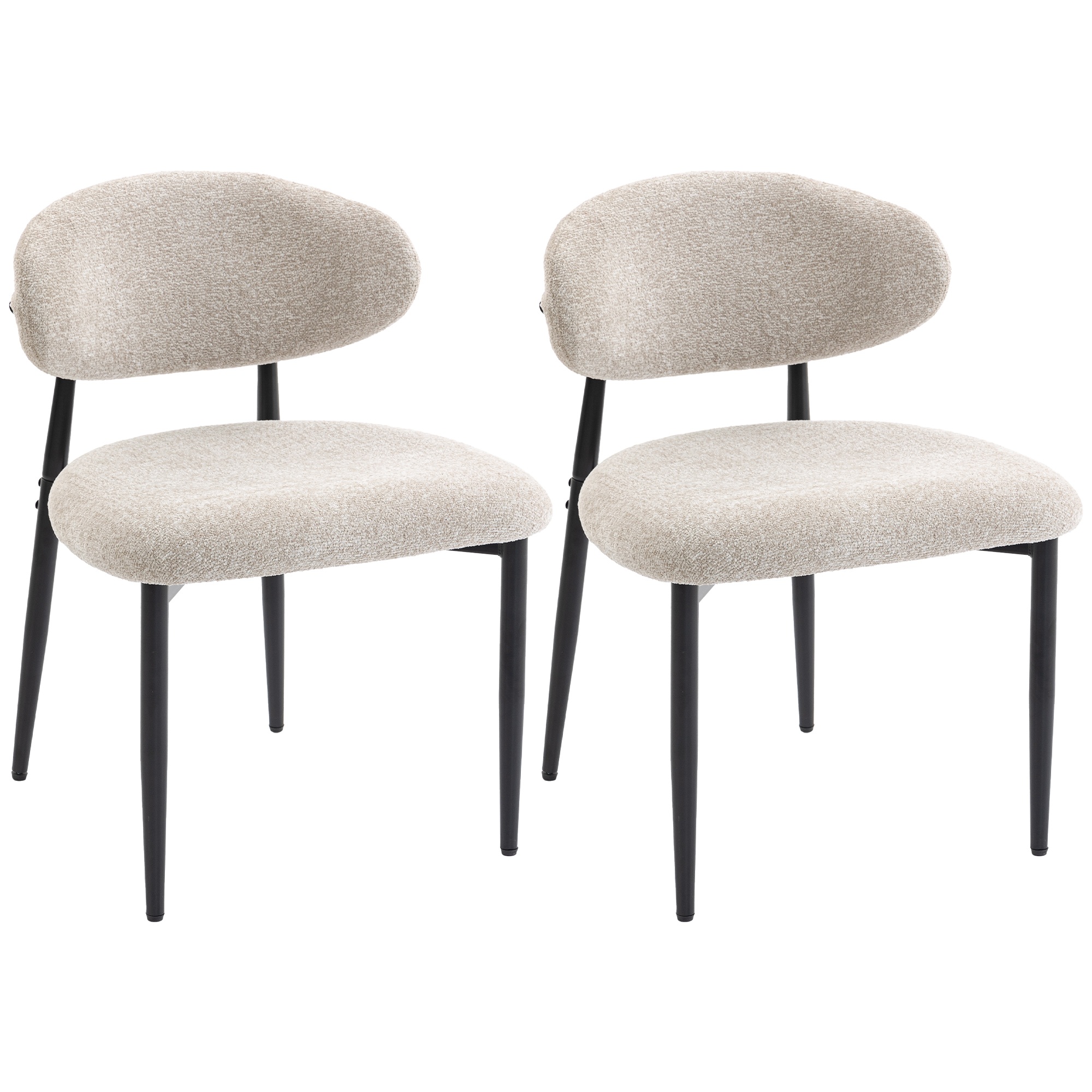 Verhoillut ruokapöydän tuolit, keittiön tuolit teräsjaloilla, beige