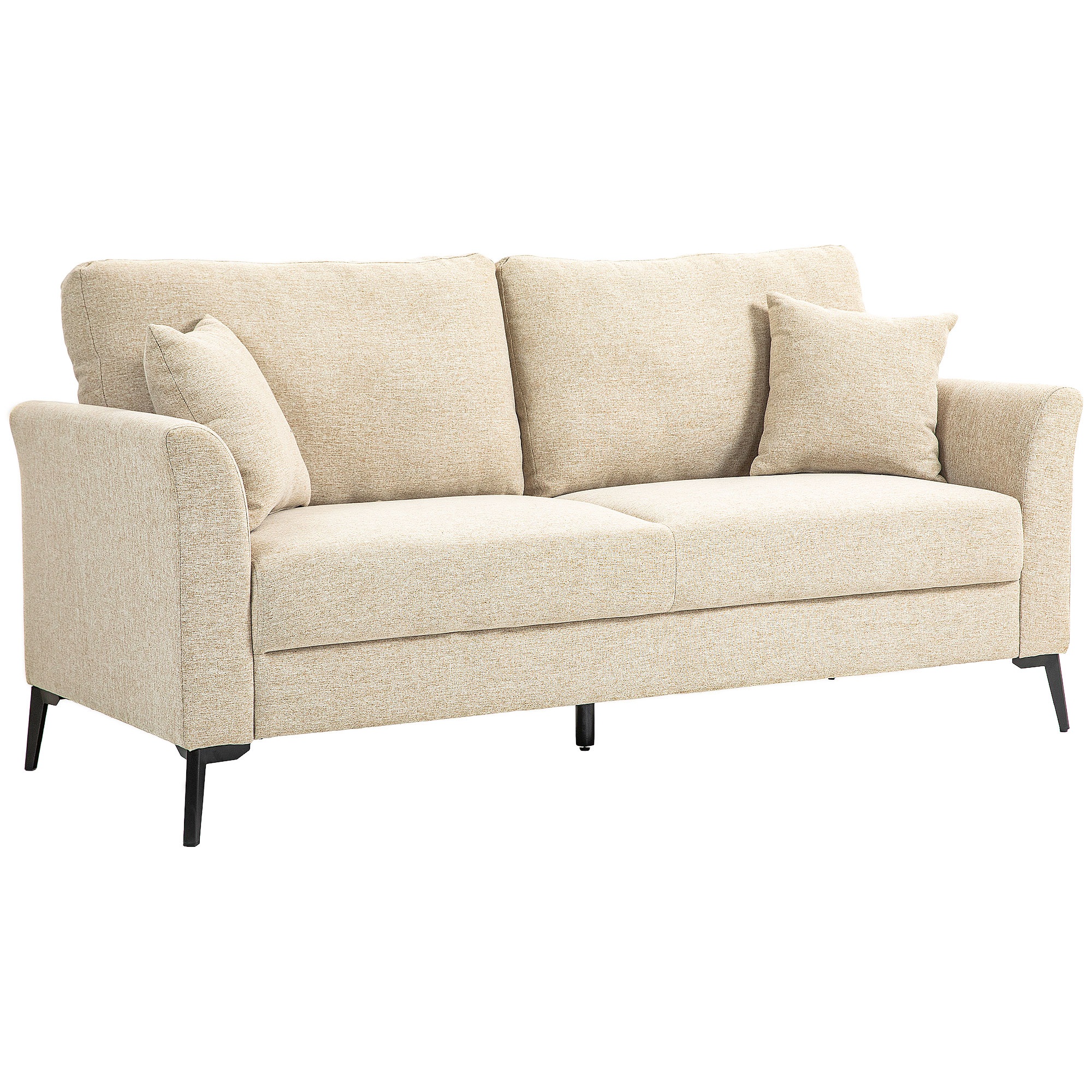 2-istuttava sohva pellavajäljitelmällä, paksulla pehmusteella, jopa 360 kg, 179 x 80 x 89 cm, beige