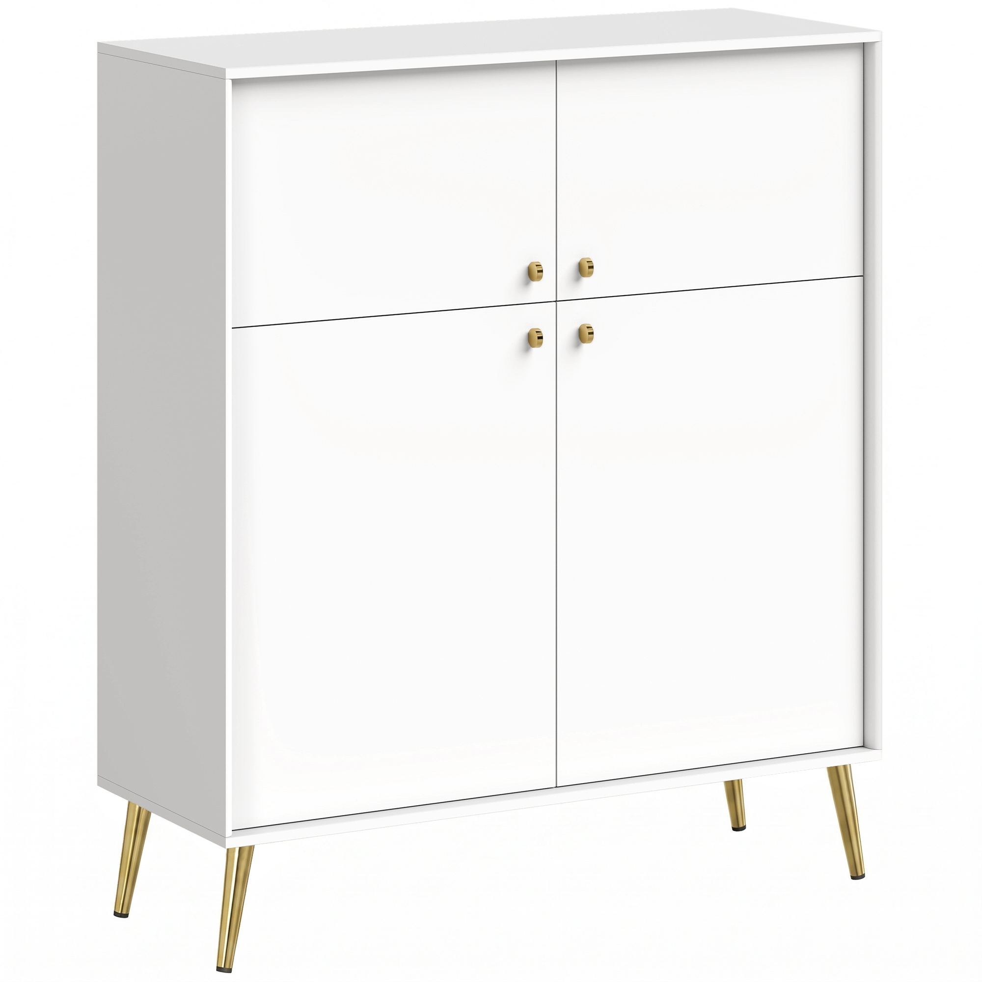 Moderni senkki, 105,4 cm buffet-tyyliin, metallijaloilla, ruokailutilaan ja keittiöön, kermanvalkoinen