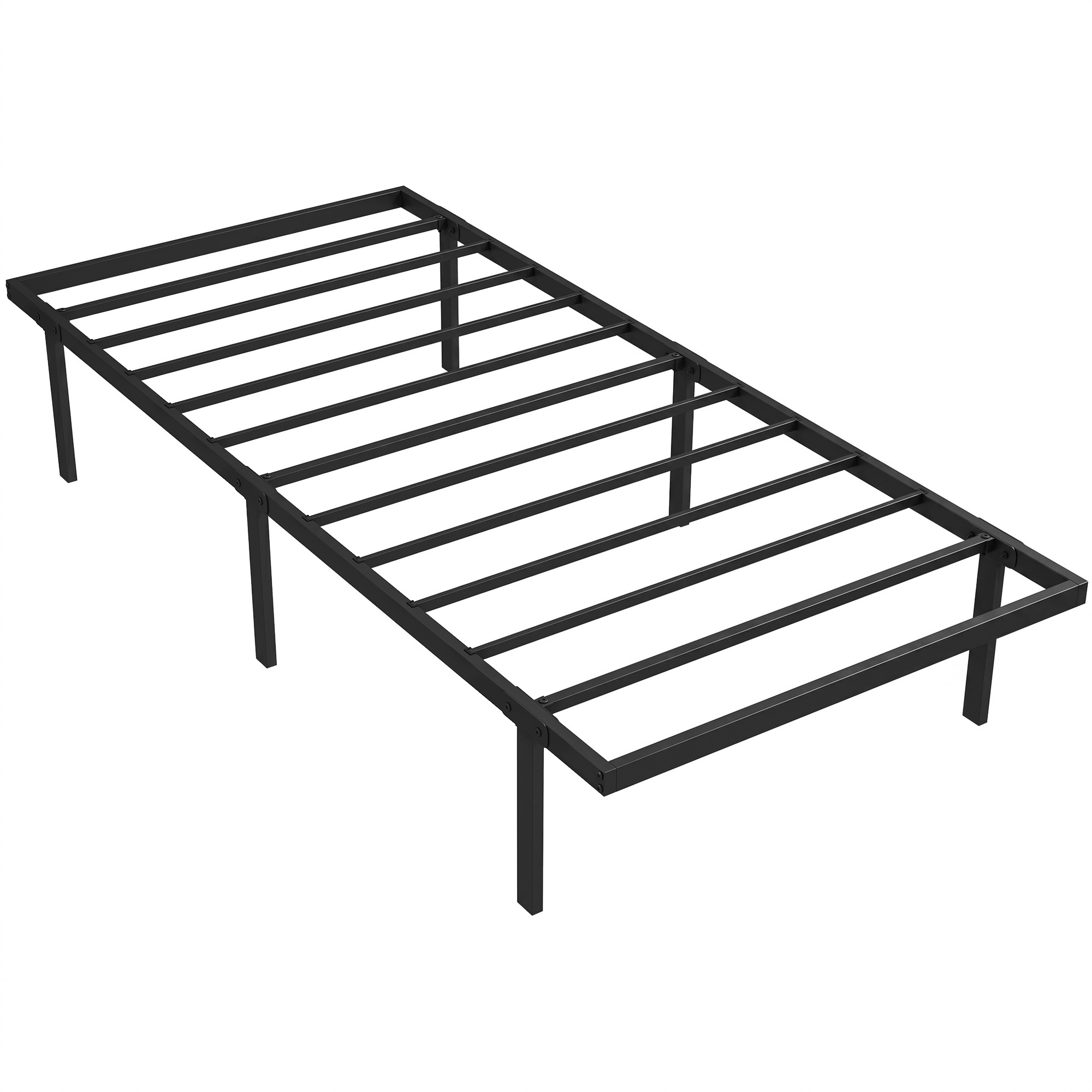Sängynrunko, 90 x 200 cm metallinen sänky, jossa säilytystilaa sängyn alla, metallirunko sälepohjalla, ei vaadi joustinpatjaa