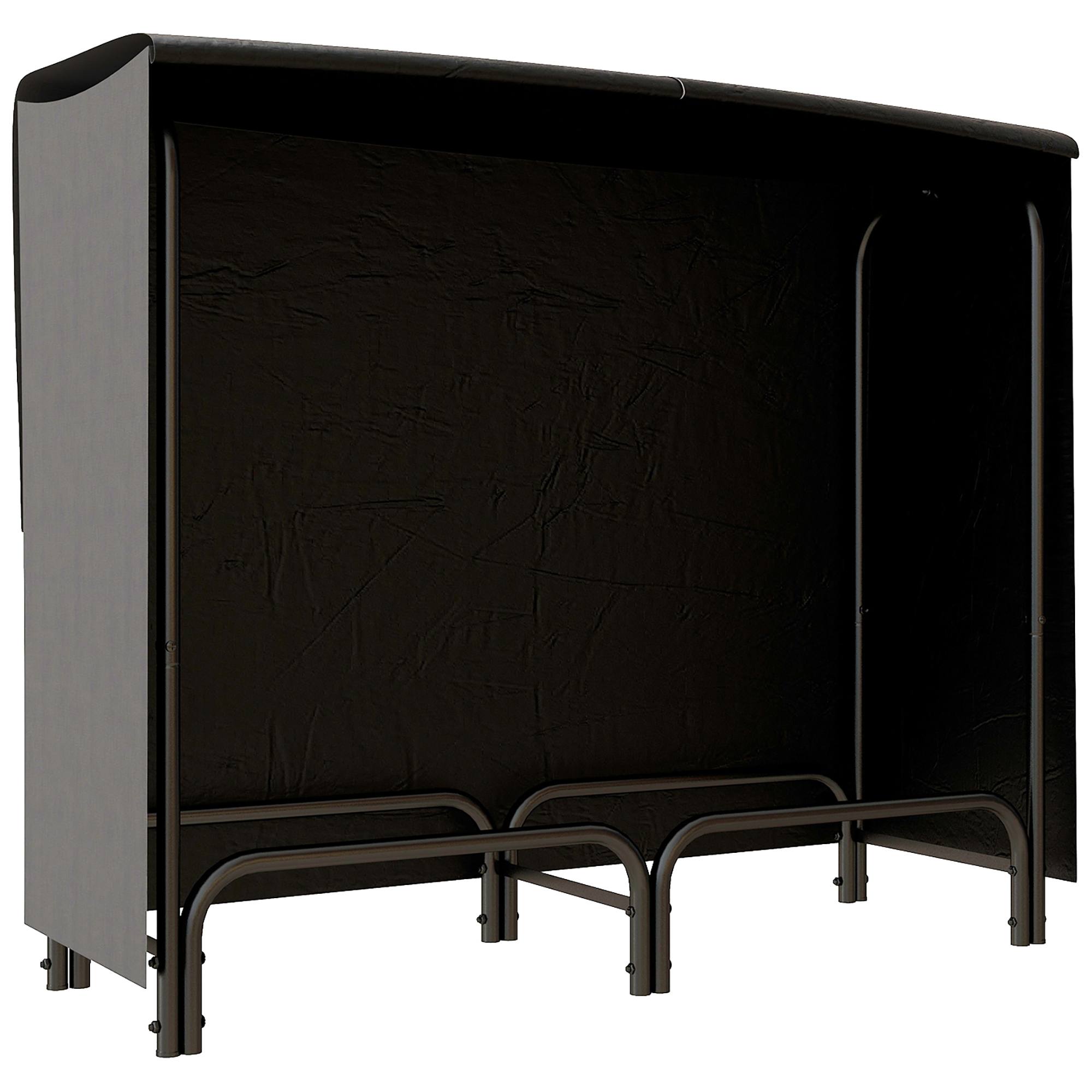 Polttopuuteline, 0,33 m³, kantolaukulla ja kannella, metallirunko, jopa 150 kg, 120 × 36 × 99 cm, musta
