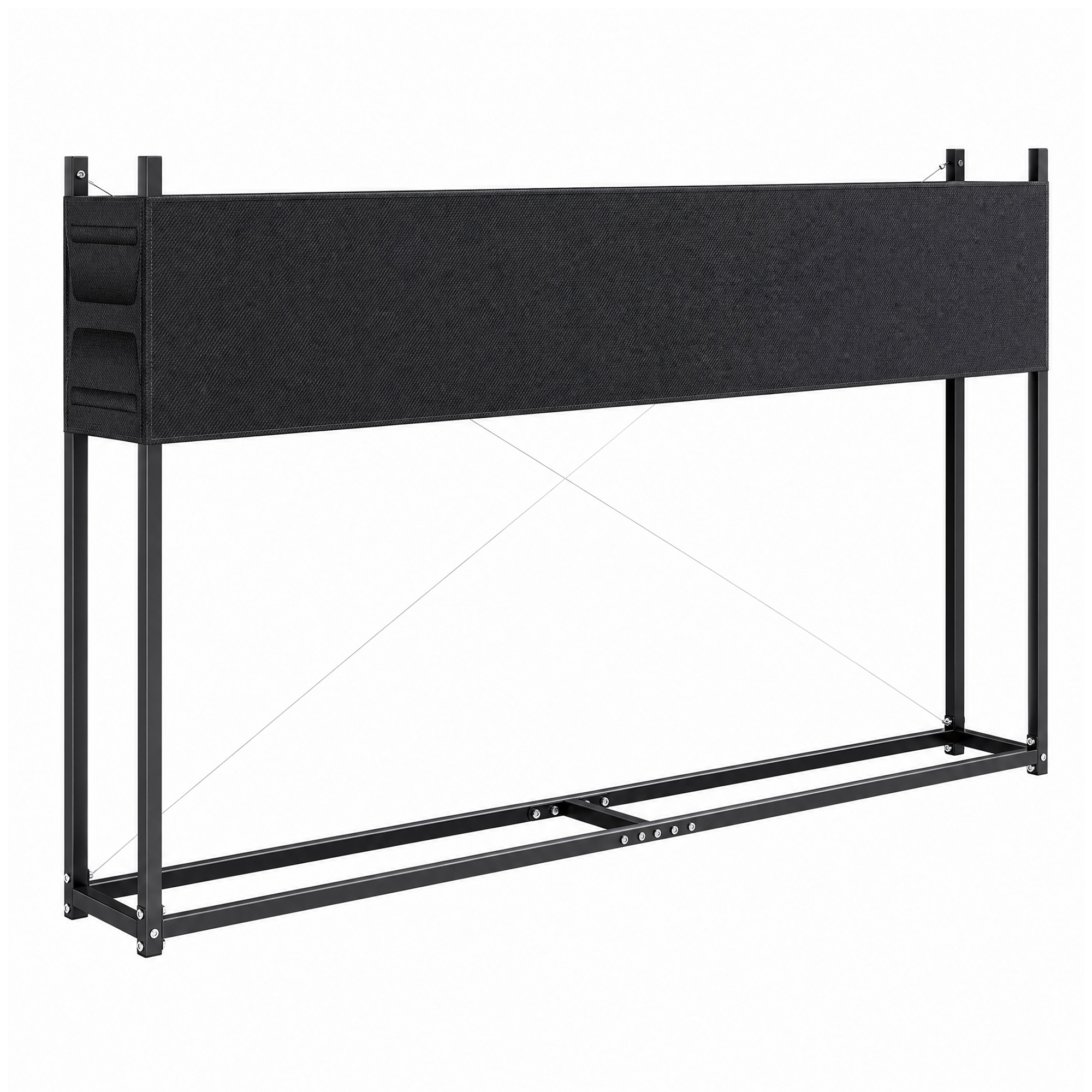 Polttopuuteline 202 x 25 x 113 cm, polttopuuteline 600D Oxford -suojuksella, teräsrunko, jopa 500 kg, musta