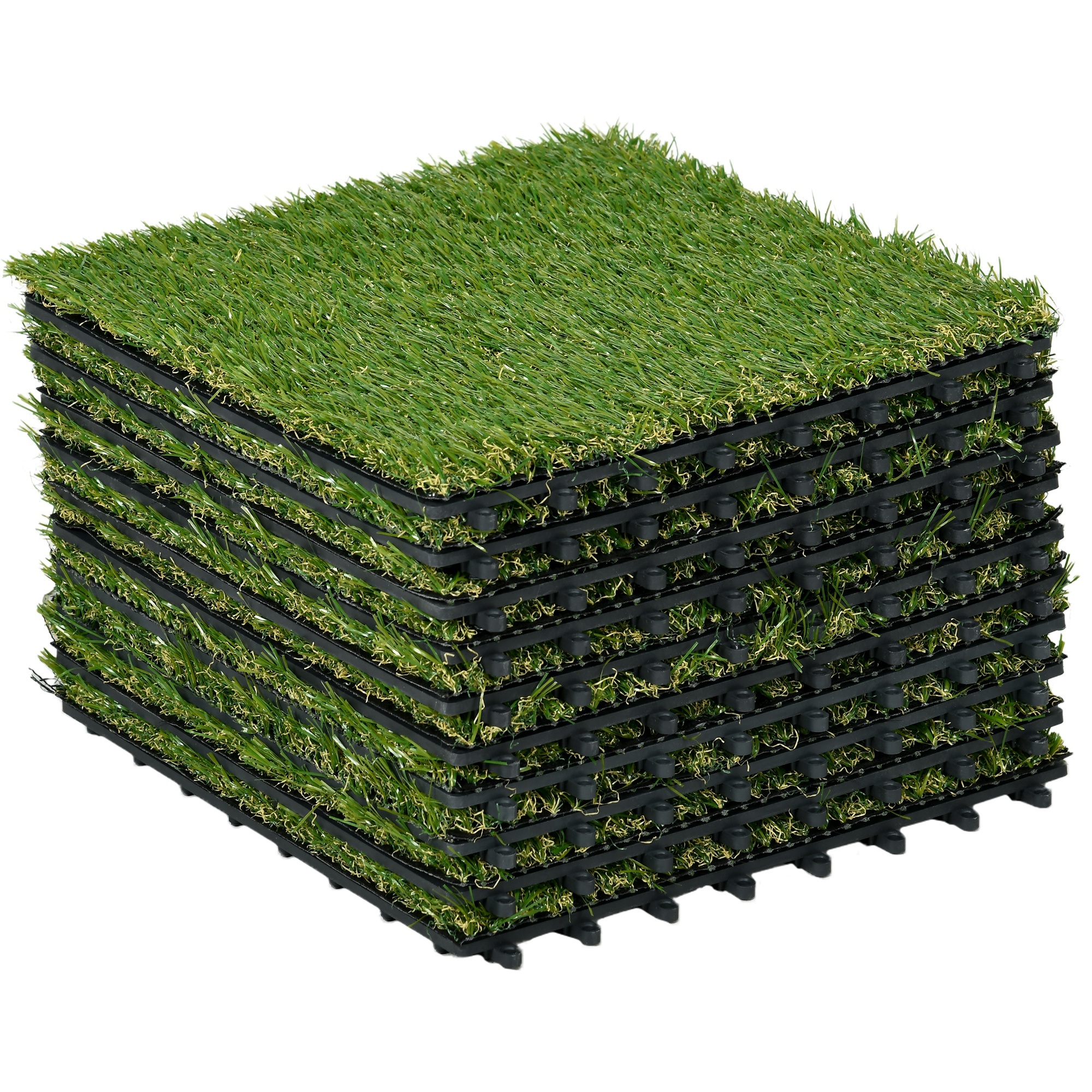 Tekonurmi, elävän näköinen, salaojitustoiminto, 11 kuitua/m², korkeus 25 mm, 10 kpl:n sarja, kukin 30x30 cm, vihreä