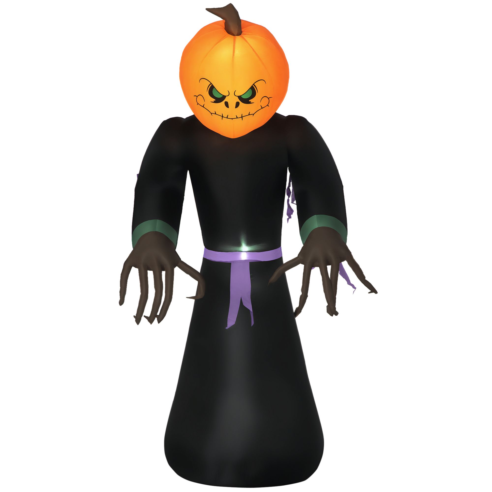 210 cm puhallettava kurpitsahama, halloween-kauhukoriste LED-valaistuksella, vedenpitävä puhallettava hahmo, polyesteriä, sisä- ja ulkokäyttöön