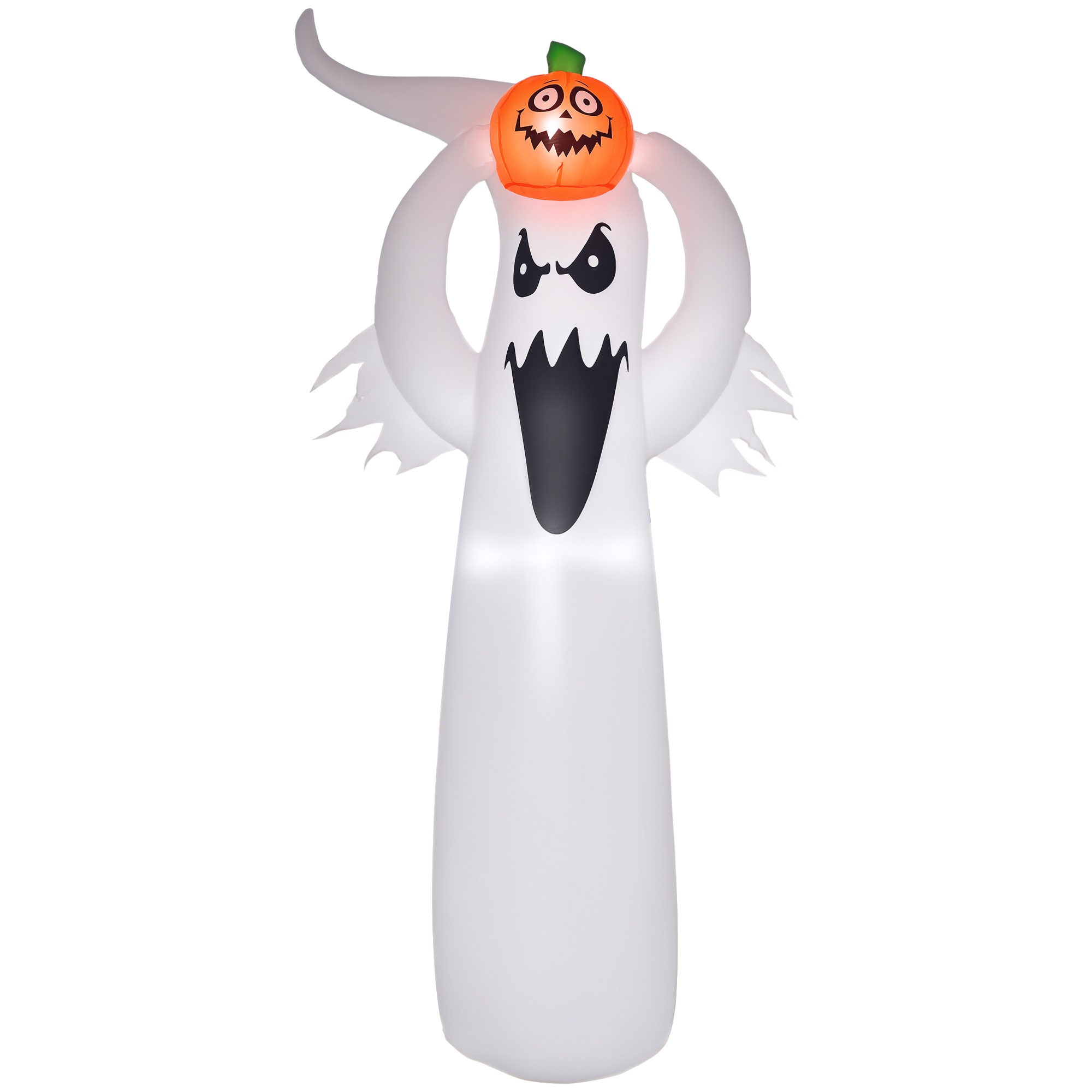 Puhallettava Halloween-aave 1,8 m LED-koriste Valkoinen + oranssi Polyesteri 80 x 40 x 180 cm