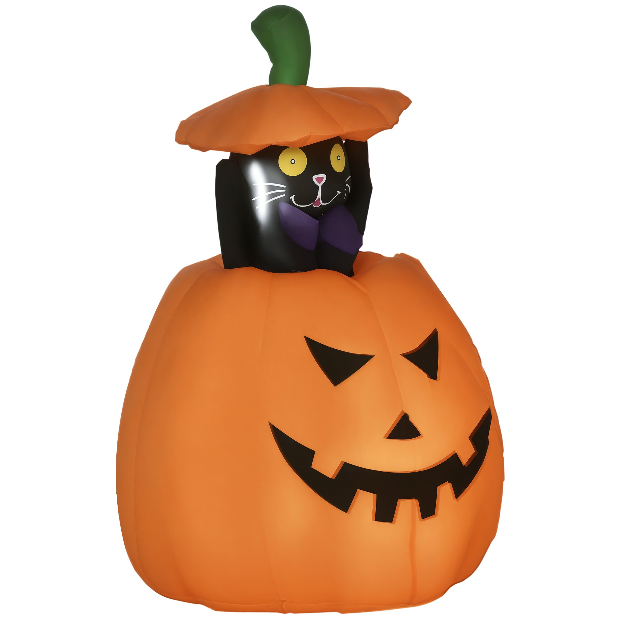 Itsetäyttyvä halloween-koriste, halloween-kurpitsa, LED-valot, ulkokäyttöön, säänkestävä, 76 x 64 x 115 cm, oranssi