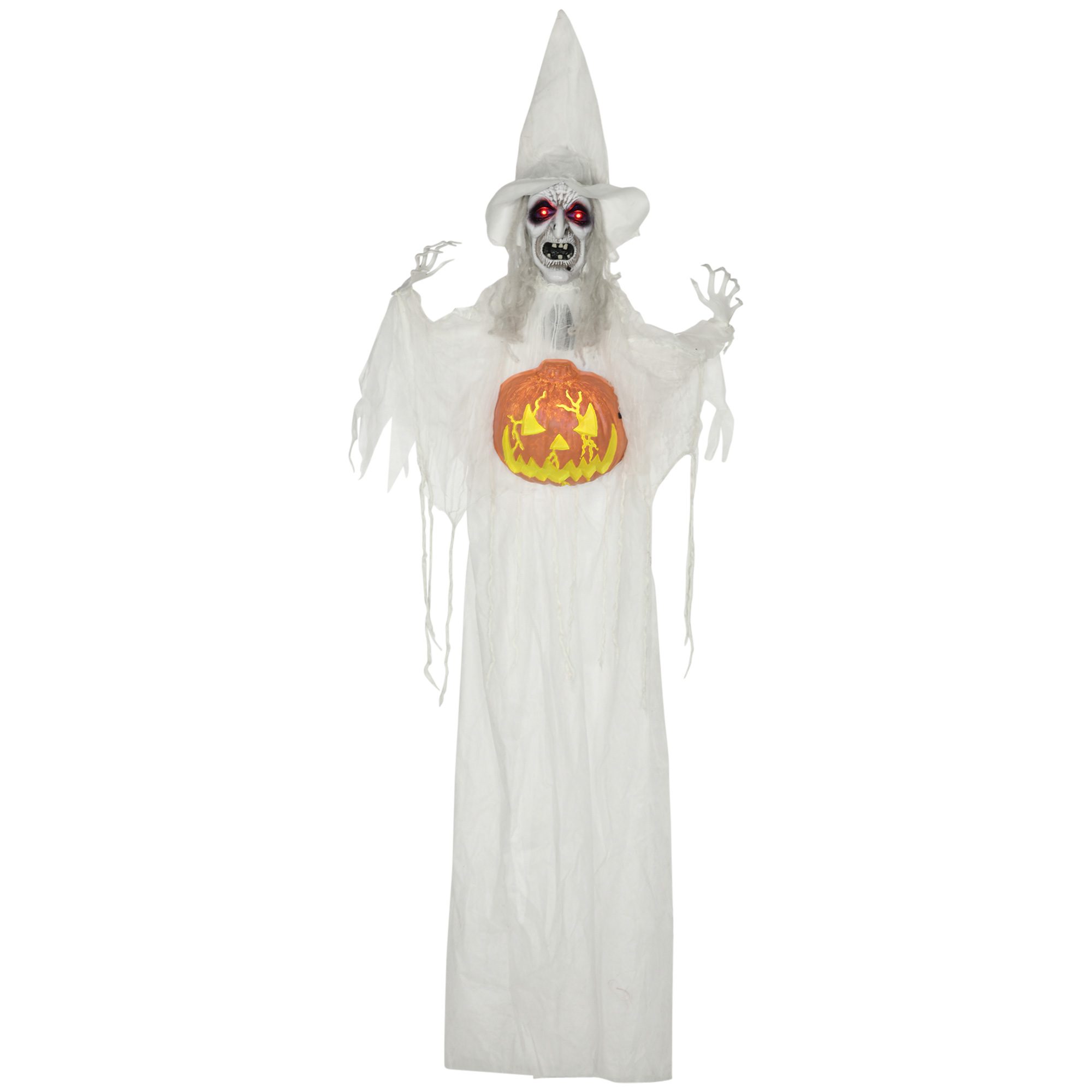 Halloween-haamu, Halloween-koriste, äänitoiminto, liiketunnistin ja LED-valot, 60 cm x 18 cm x 183 cm