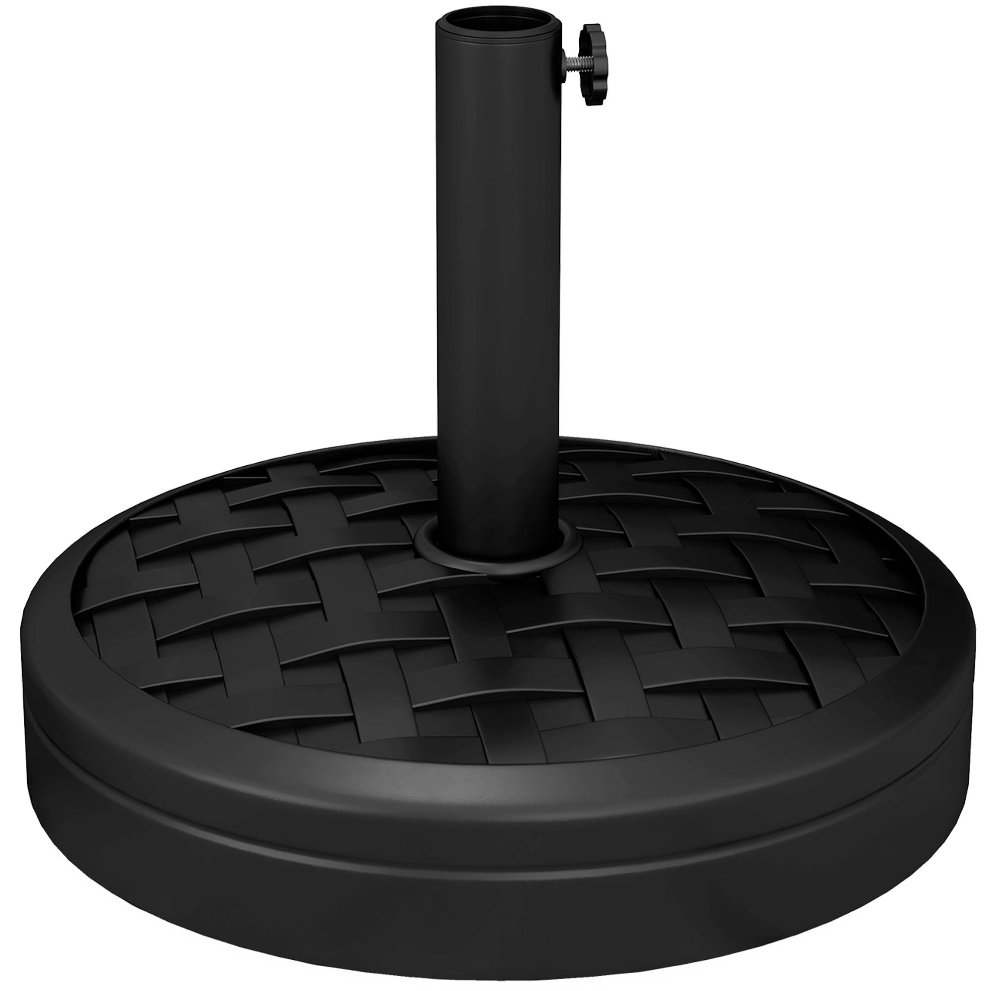 Pyöreä betoninen aurinkovarjon jalusta, 18 kg, 32/38/48 mm varrelle, musta