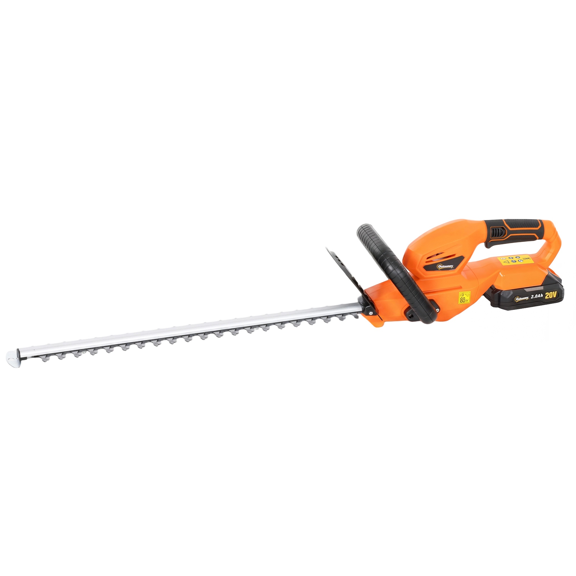 Sähköinen pensasleikkuri, akkukäyttöinen, 100 W moottori, johdoton, 51 cm leikkuupituus, ABS, oranssi