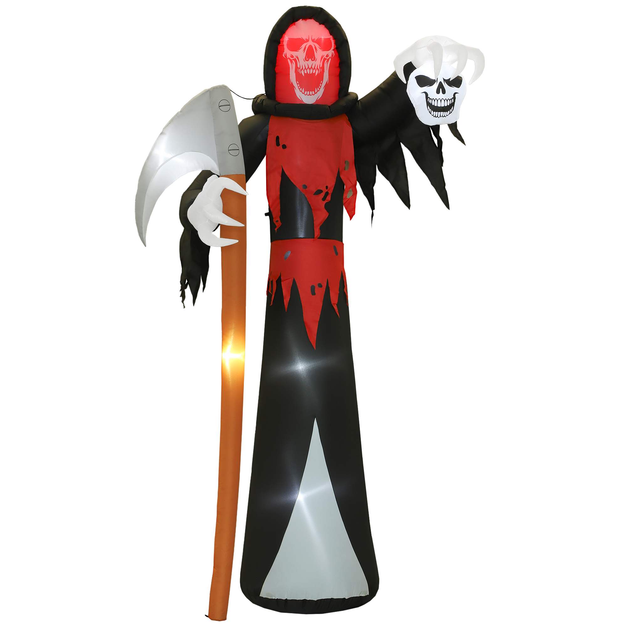 Halloween-koristeet: 3,7 m jättimäinen Grim Reaper LED-valaistuksella, valaistu puhallettava hahmo ulkokäyttöön