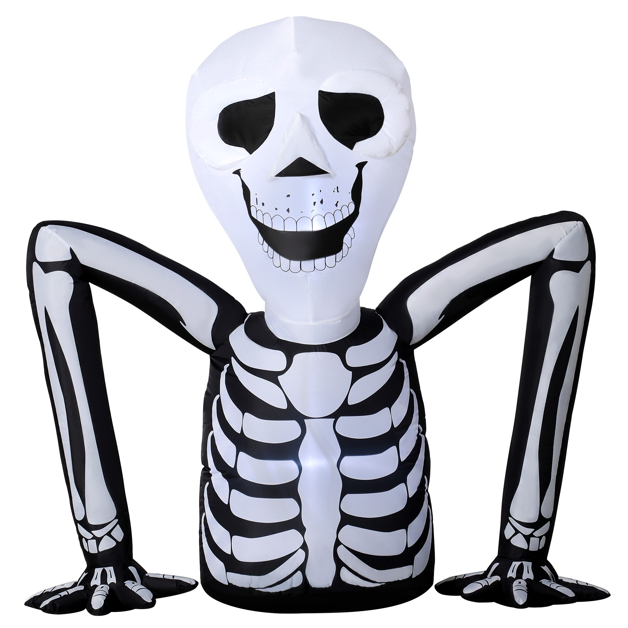 Maasta ryömivä puhallettava halloween-luuranko LED-valoilla, aavemainen koriste sisä- ja ulkokäyttöön.