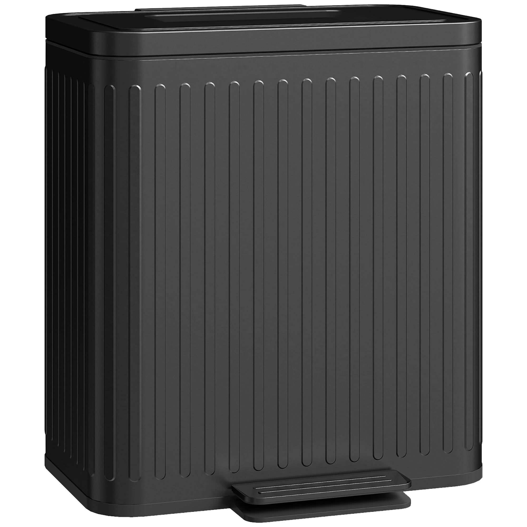 Keittiön roskakori, 2 x 20 litran lokeroa, tehokas jätteenlajittelu, jalkapoljin, muovia, metallia, musta
