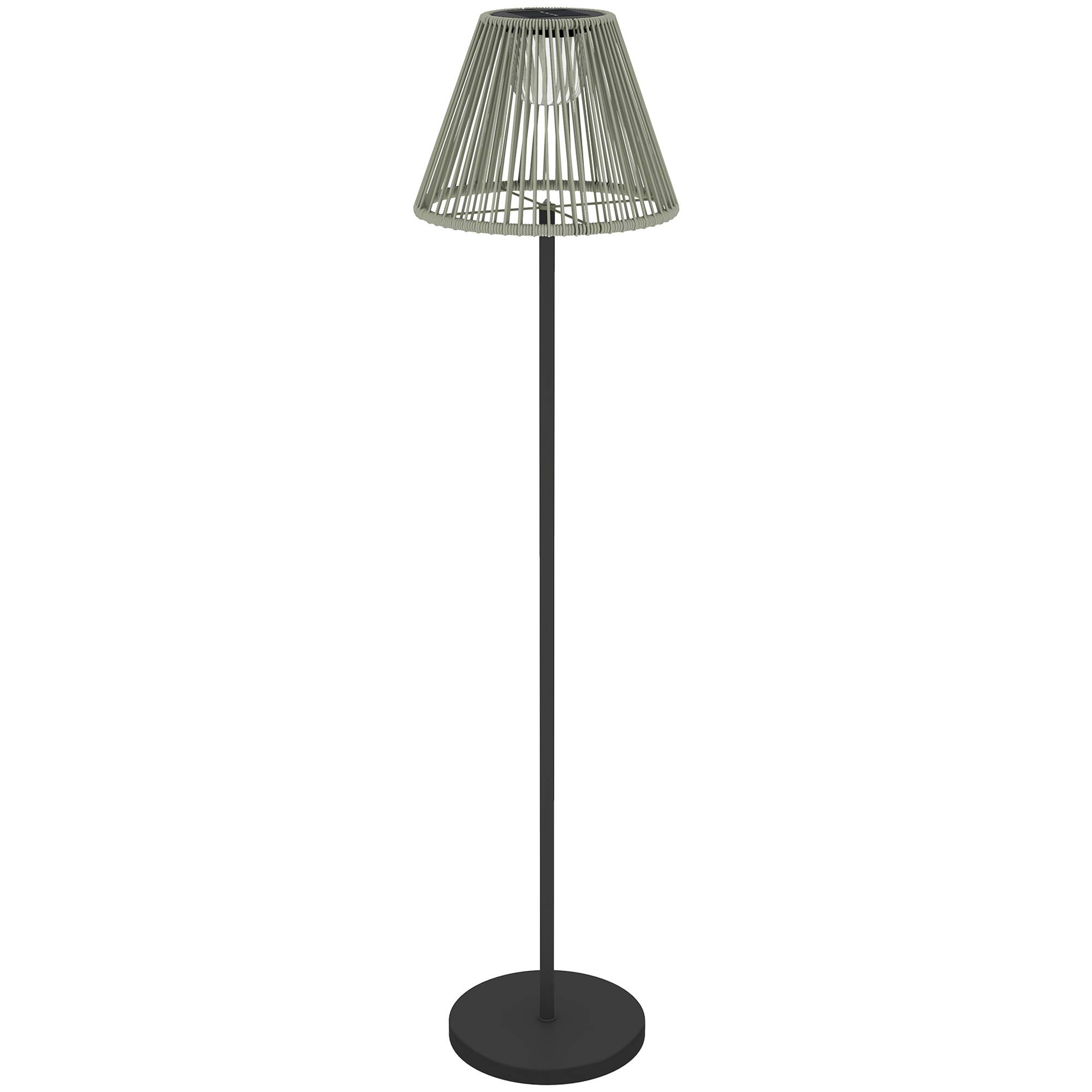 Aurinkokennolla toimiva lattiavalaisin, rottinkityylinen, aurinkolamput valosensorilla, 25 LED-valoa, boheemin aurinkovalaisin, Ø33 x 135 cm
