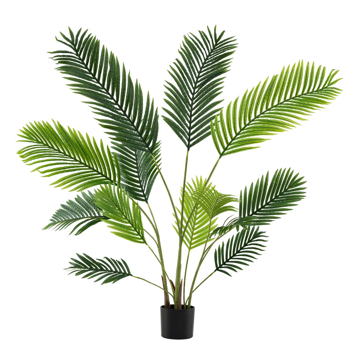 2 tekoarekapalmun setti 140 cm trooppinen tekopuu taimiruukussa täytettynä sementtikoristeilla, vihreät kasvit
