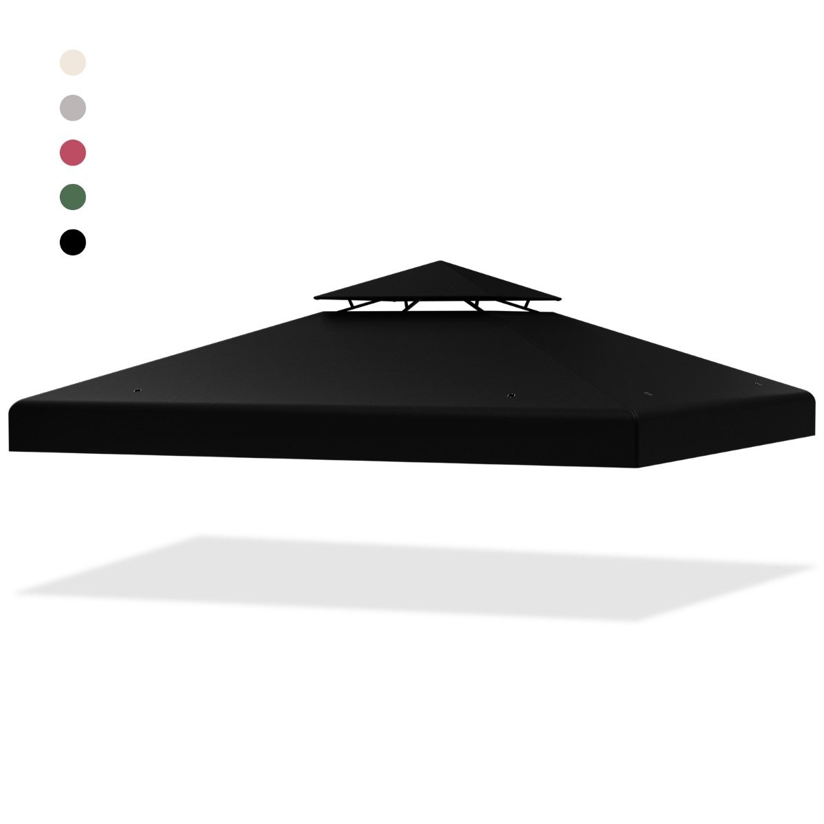 Universaalne kahekordse ventilatsiooniavaga (kaminatüüp) asendus-paviljonikatus ja veekindel varikatuse kangas (3 x 3 m), must