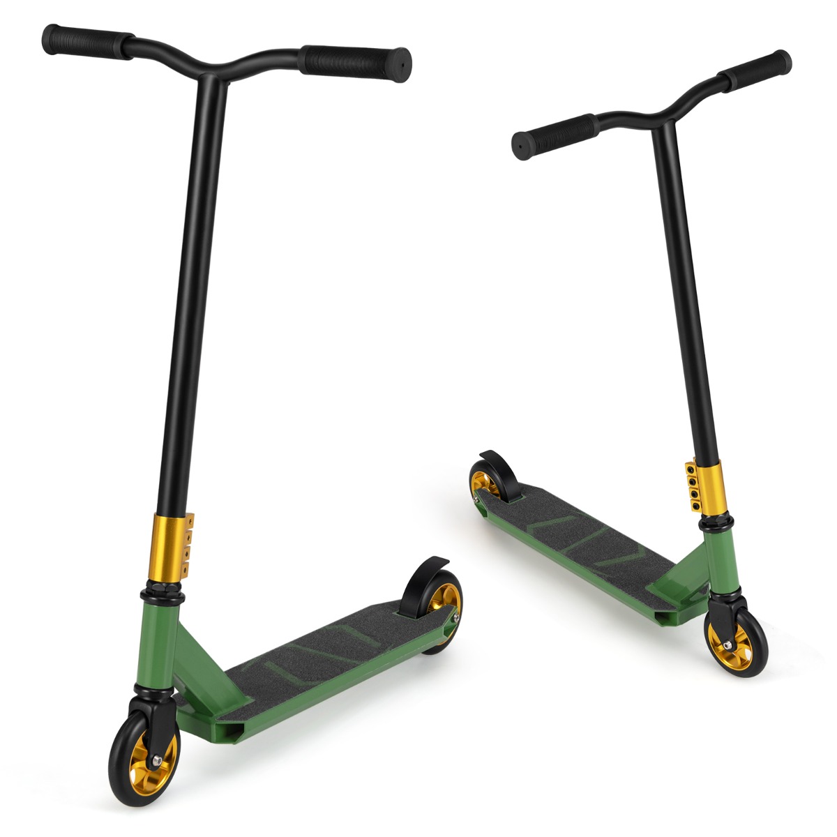 Stunt Scooter Pro -temppupotkulauta, jossa 2 PU-pyörää lapsille - vihreä