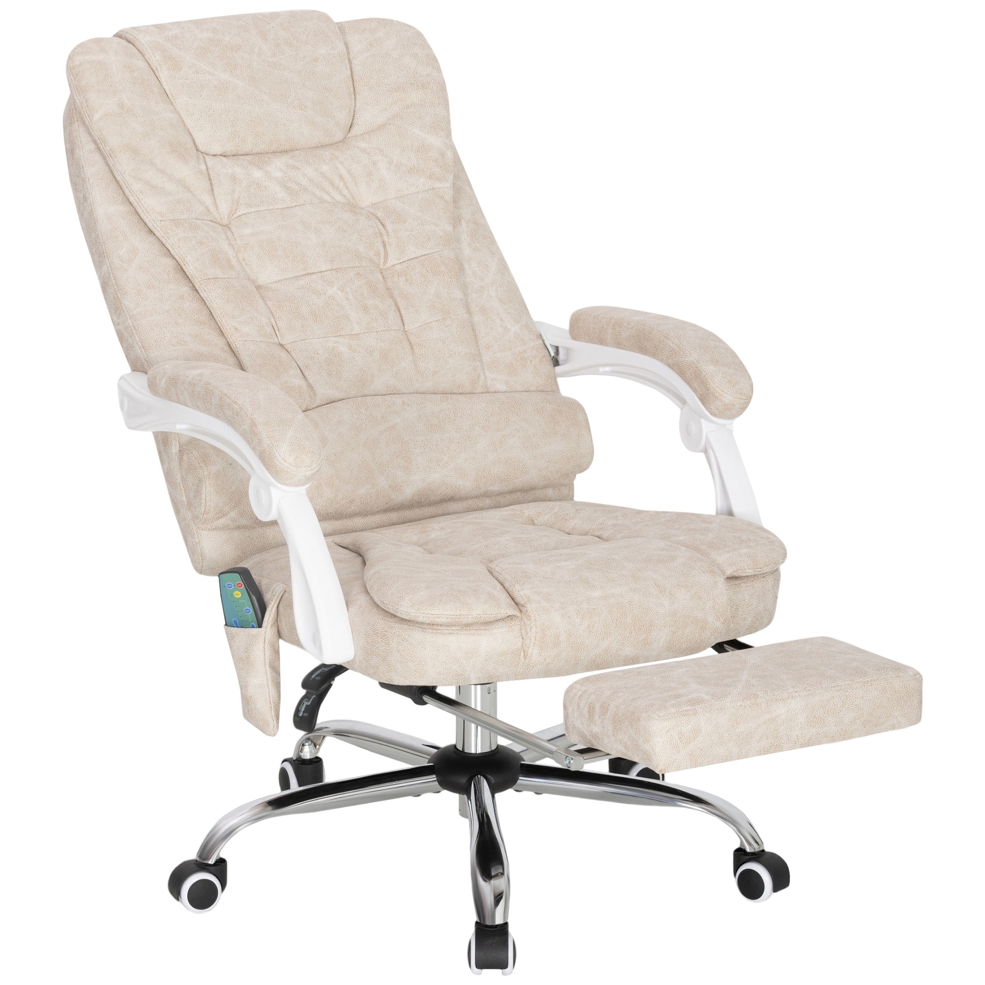 Työtuoli hierontatoiminnolla, ergonominen, 65x160x104cm, kermanvalkoinen