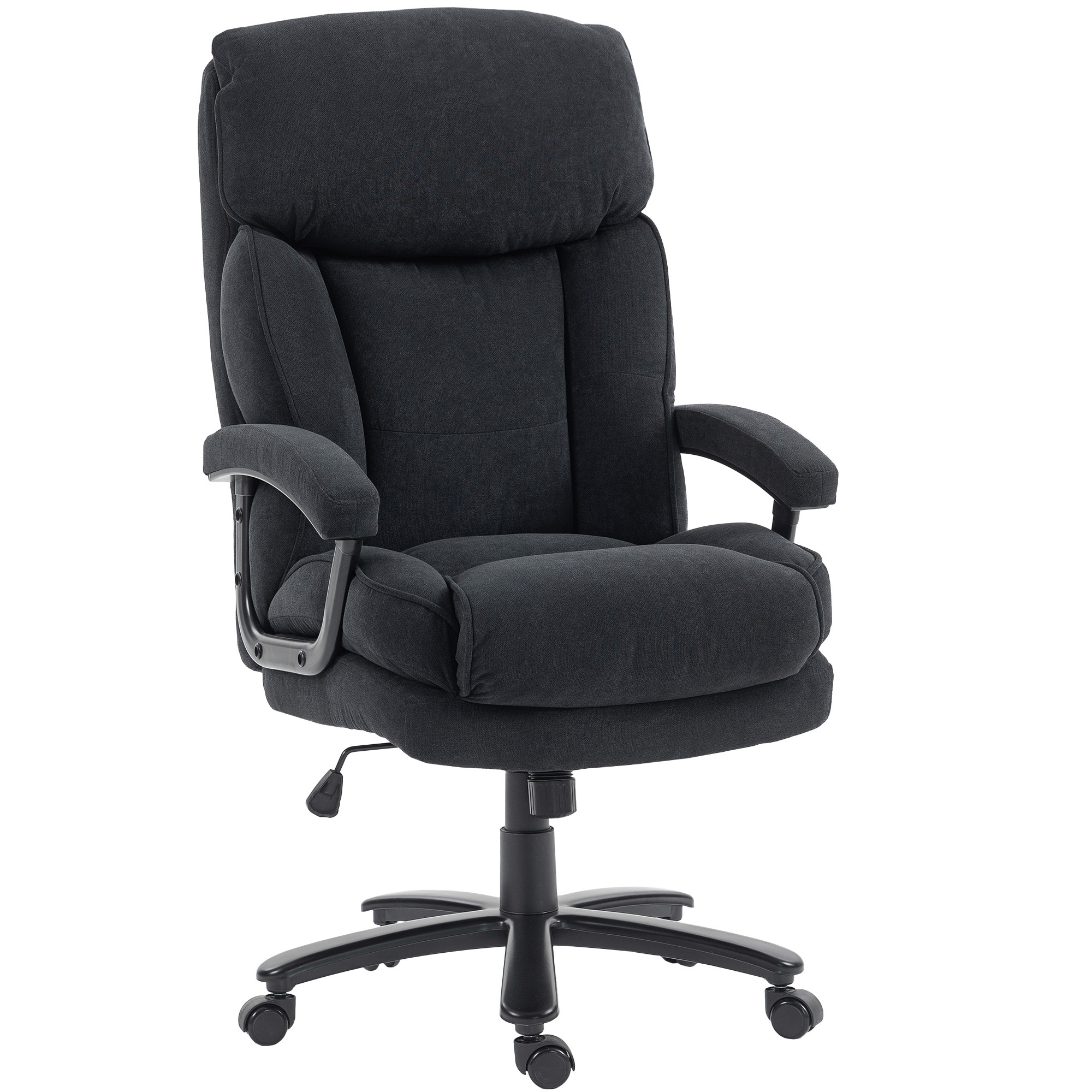 Johdontuoli, ergonominen toimistotuoli jopa 200 kg:lle, samettikuvio, korkea selkänoja, toimistoon ja kotitoimistoon, musta