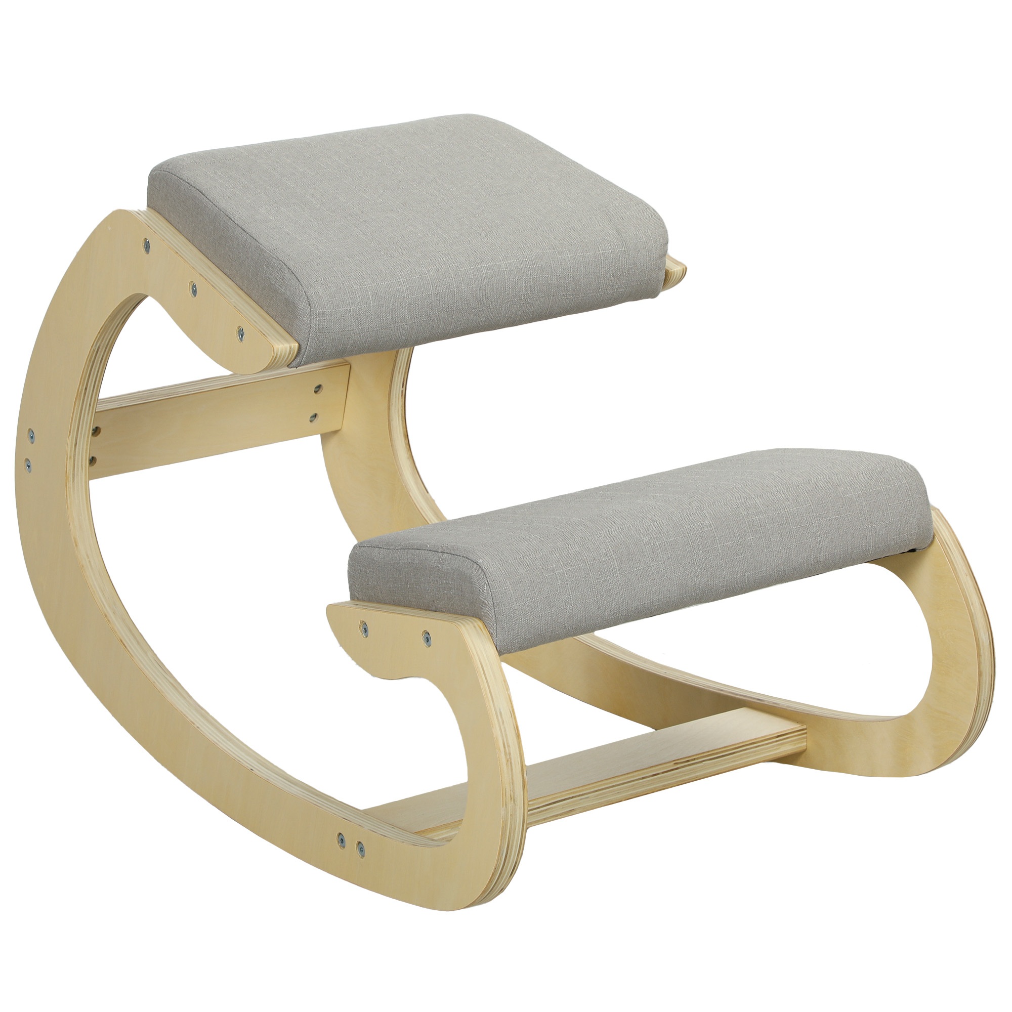Ergonominen, keinuva polvistuin kotitoimistoon, ryhdin parantamiseen, vaaleanharmaa