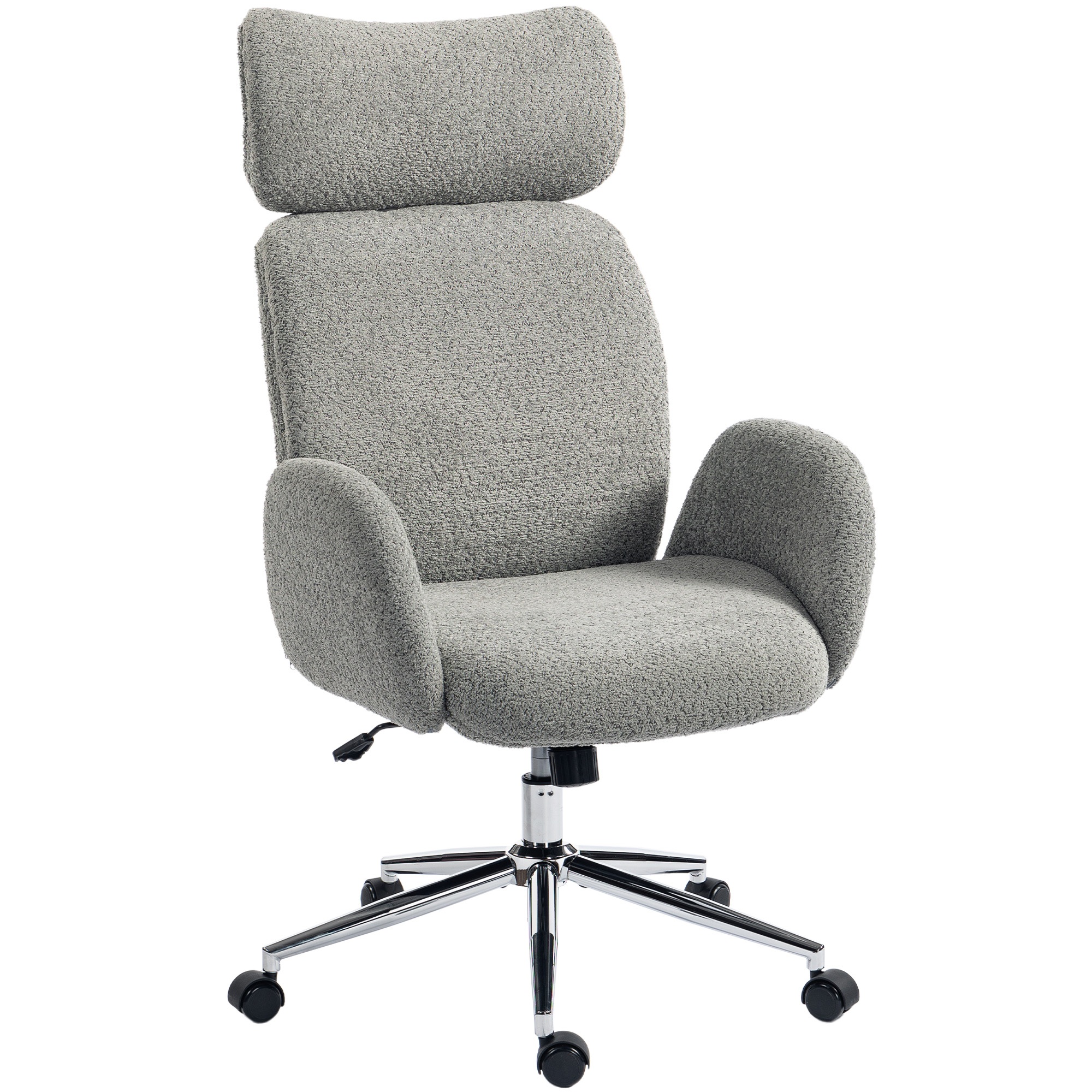 Toimistotuoli säädettävällä niskatukella, ergonominen työtuoli, kallistustoiminto, korkeussäädettävä, tummanharmaa