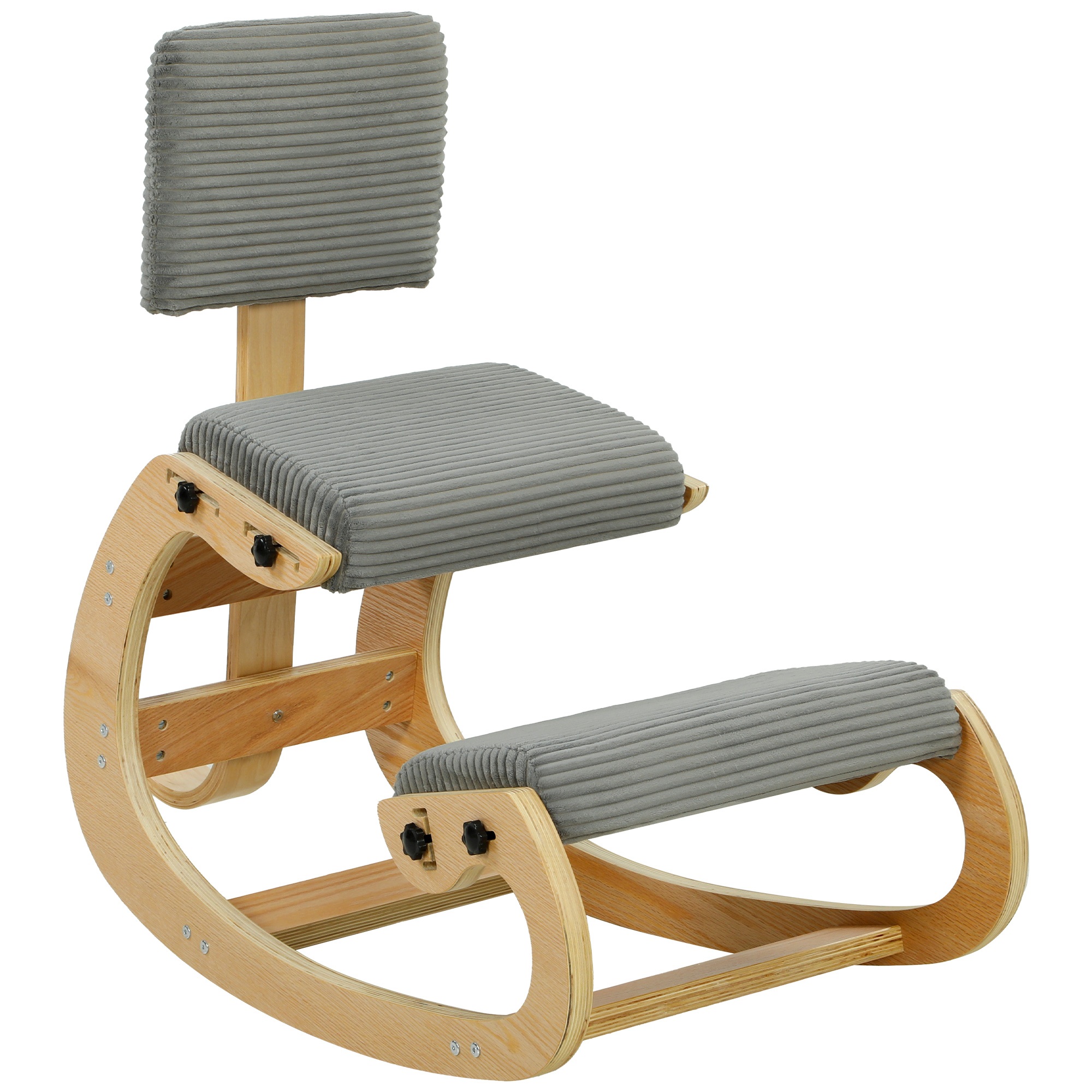 Ergonominen polvistuva tuoli, polvistuva jakkara selkänojalla, samettikuvioinen, toimistotuoli kotiin, toimistoon, meditaatioon, tummanharmaa