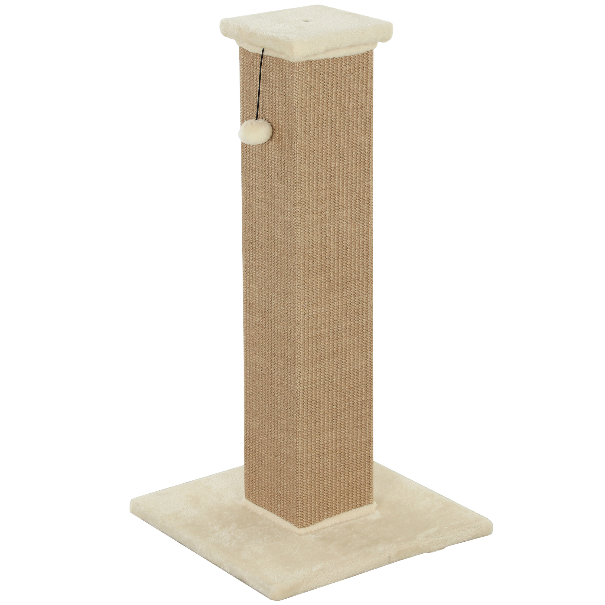 Kissan raapimapuu/kiipeilypuu, sis. leikkipallon, pehmo, juutti, 41 cm x 41 cm x 81 cm, beige