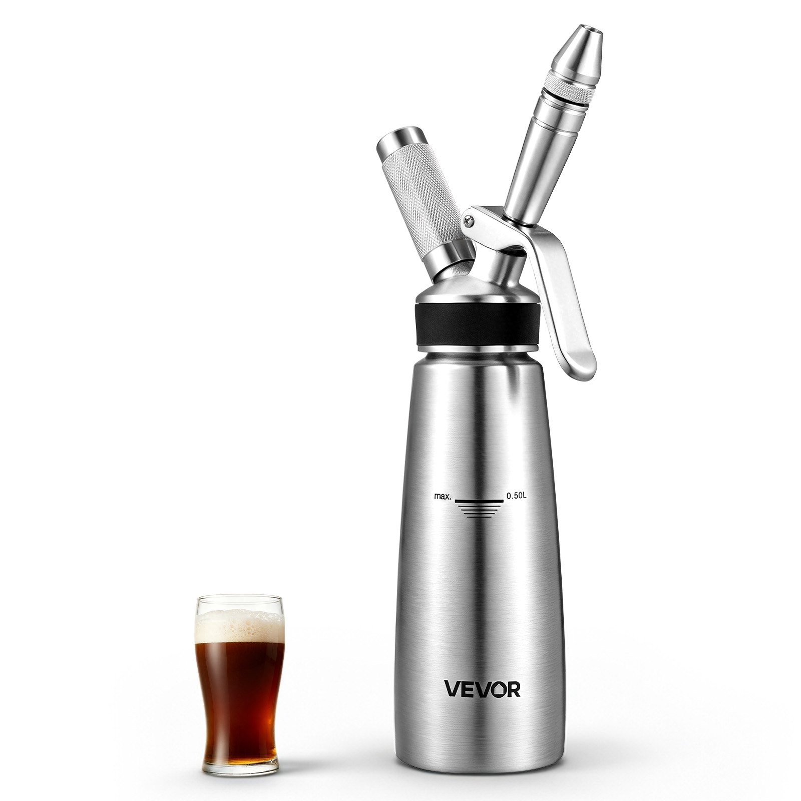 Nitro Cold Brew -kahvinkeitin 0,5 litran typpiannostelijalla, kotitekoisen kahvin tynnyri