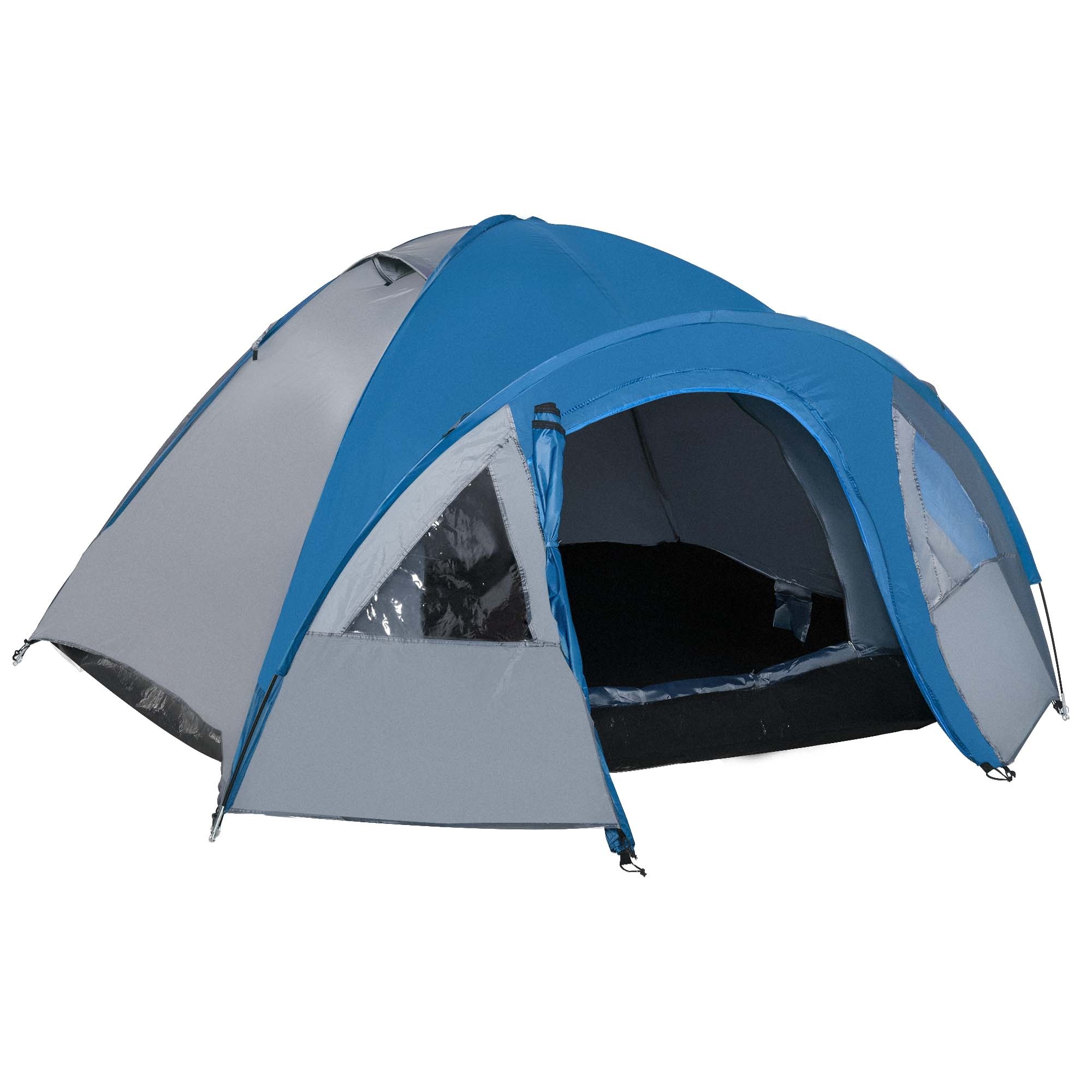 Retkeilyteltta 4 hengelle, ympärivuotinen, 3,00 x 2,50 x 1,30 m, sininen+harmaa