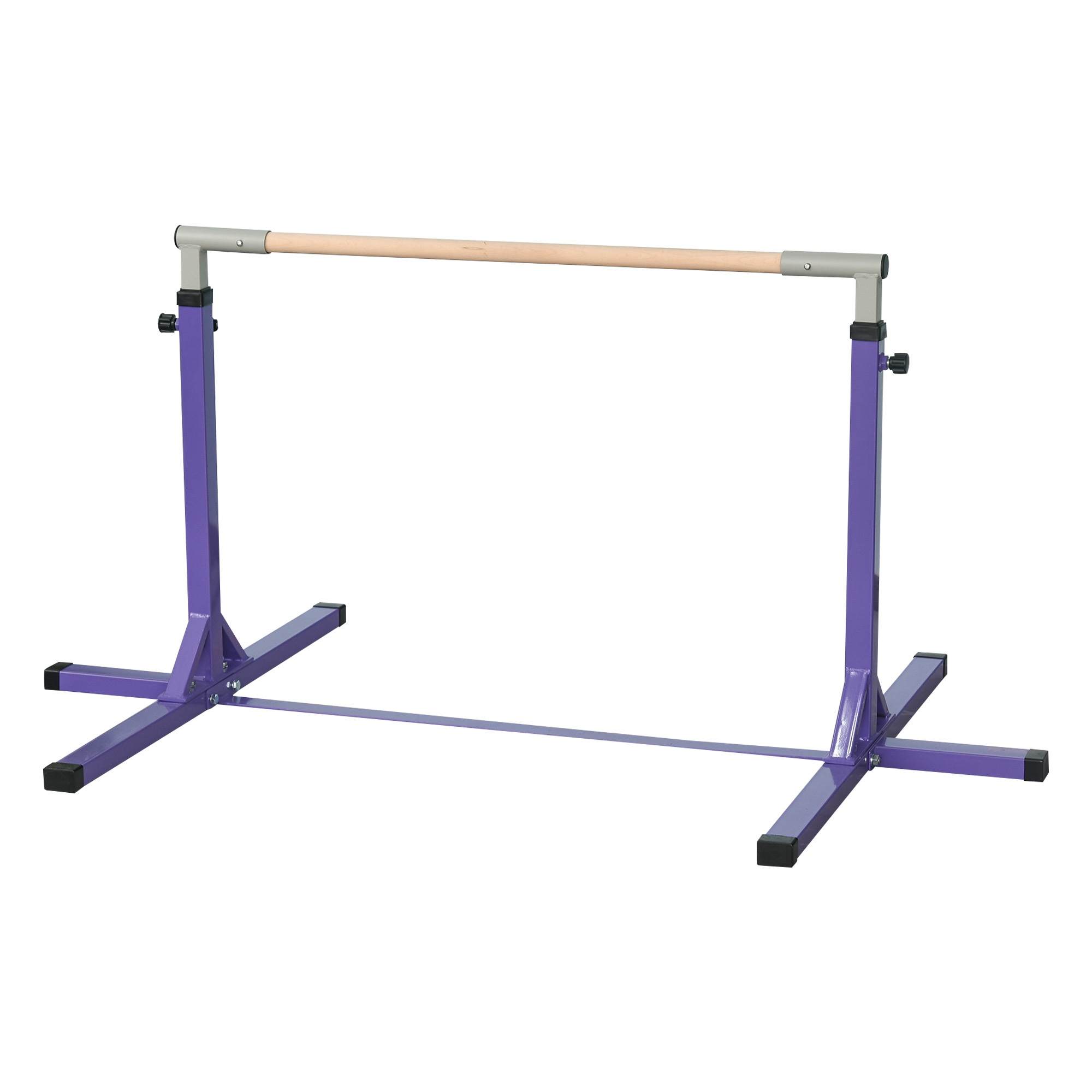 Voimistelutanko, rekkitanko, 13-tasoinen korkeussäätö, kantavuus jopa 75 kg, terästä, pyökkiä, violetti
