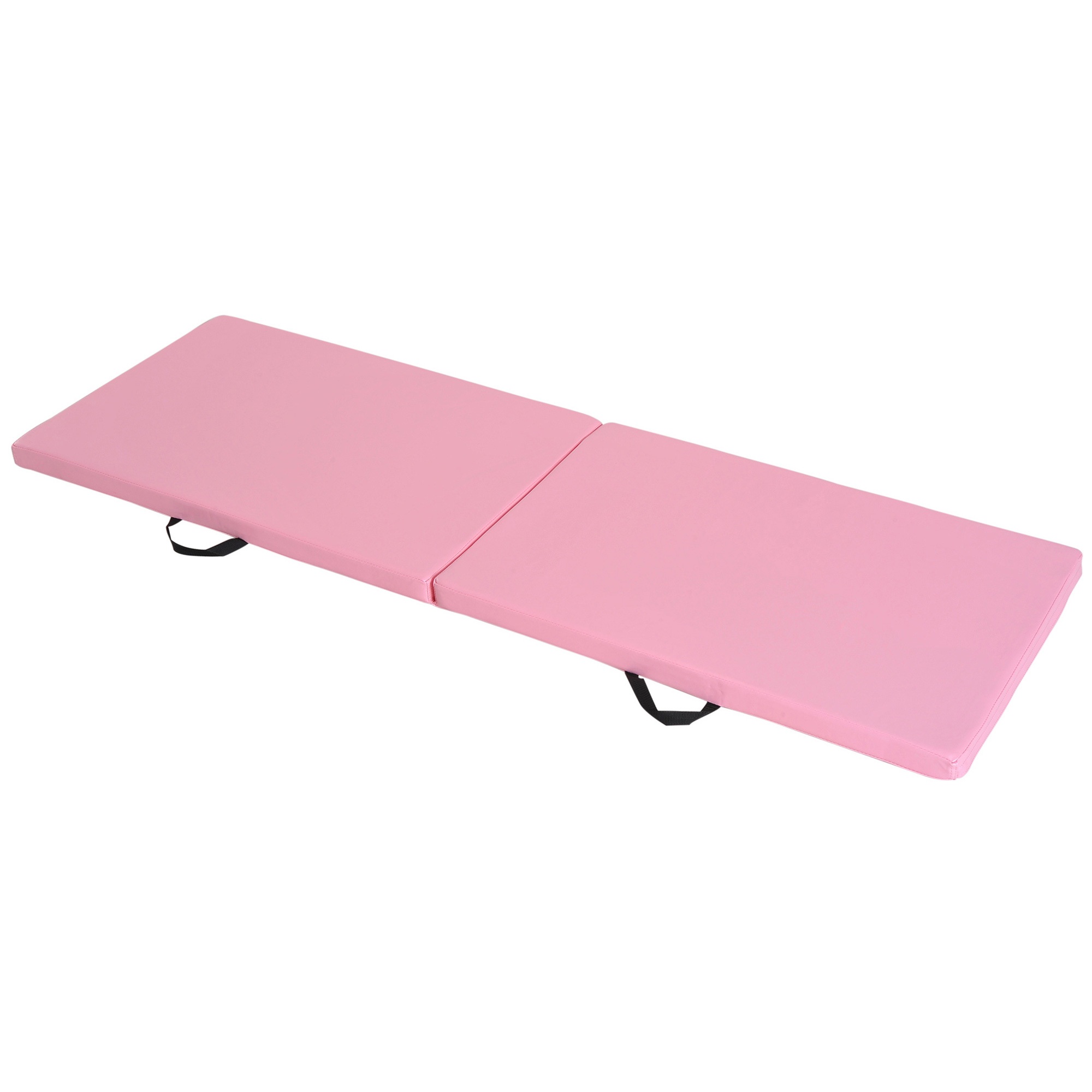 Taittuva jumppamatto kahvoilla joogaan, vapaaotteluun, kuntoiluun, pilatekseen, keinokuitupäällyste, 180 x 60 x 5 cm, pinkki