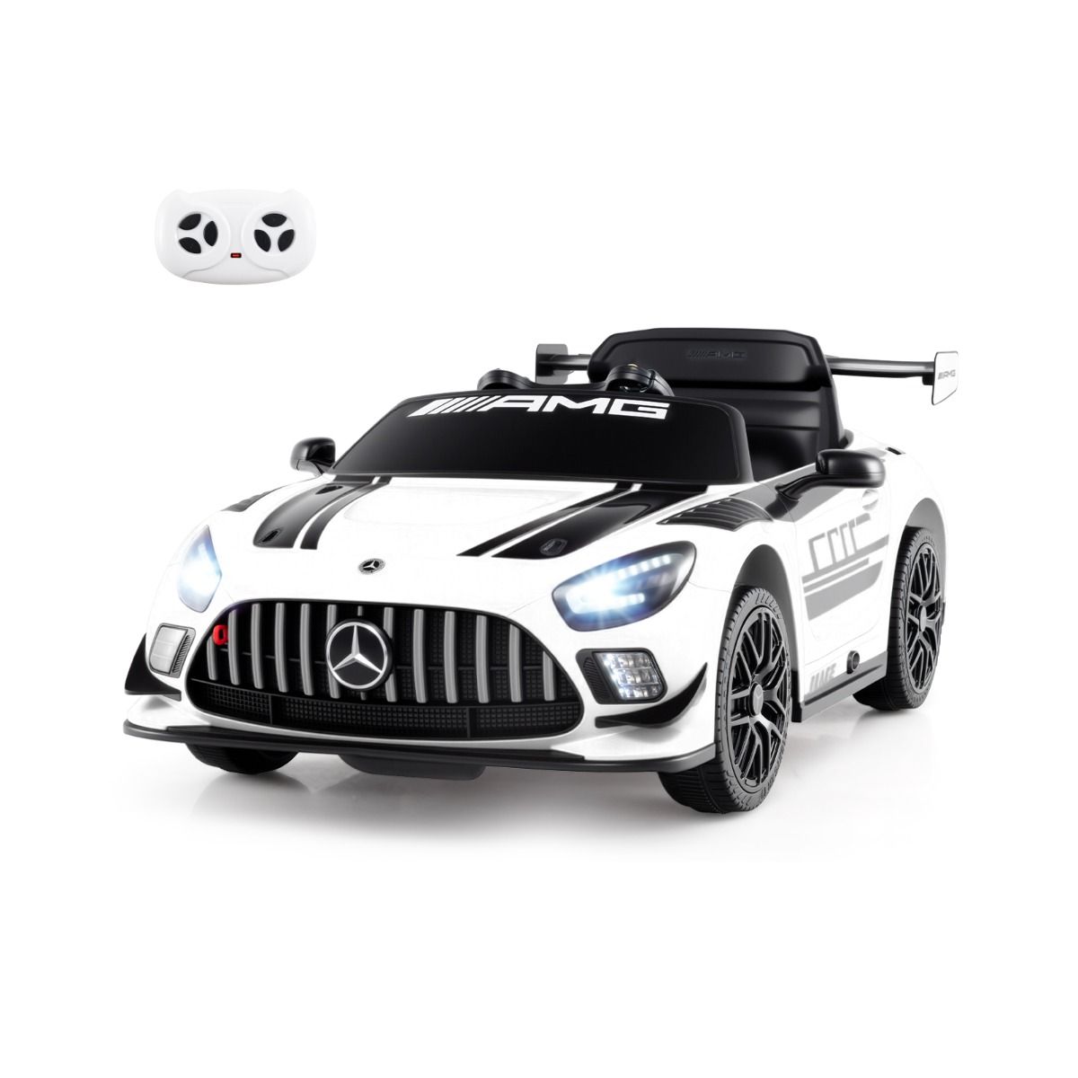 Ajoneuvo, lisensoitu Mercedes-AMG GT3 lasten auto kaukosäätimellä, 3 vaihteinen, valkoinen