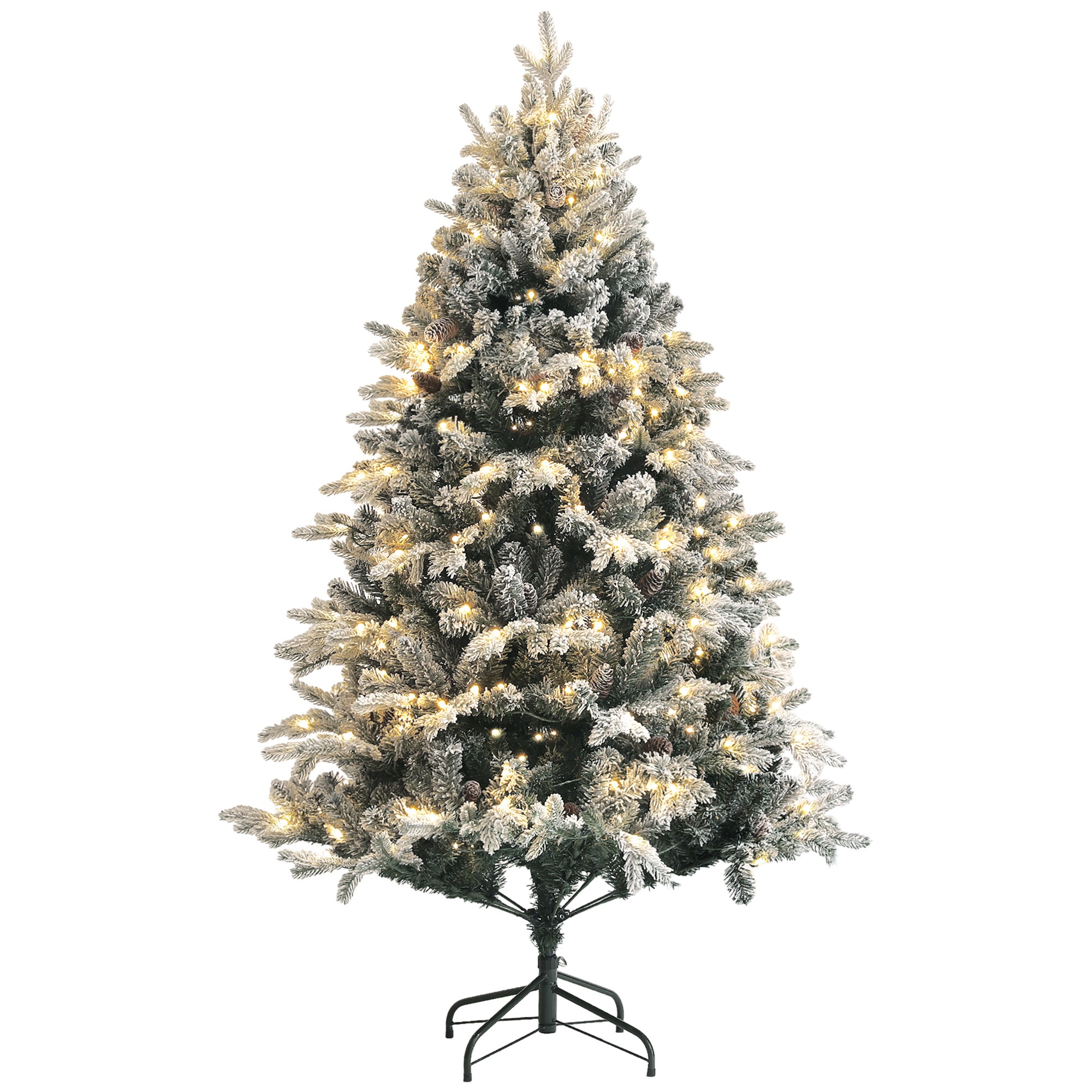 Keinotekoinen joulukuusi, 180 cm, LED-valot, lumen peittämä, palosuojattu, metalli