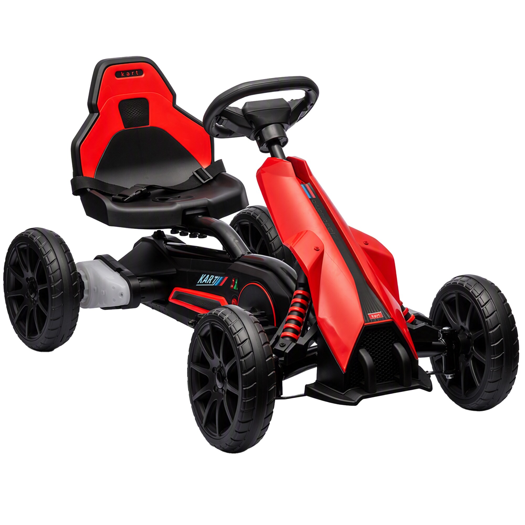 Sähkökäyttöinen lasten karting-auto, 3-5 km/h, kahdella tavalla säädettävä nopeus, turvavyö, EVA-renkaat, 3-8 lapselle