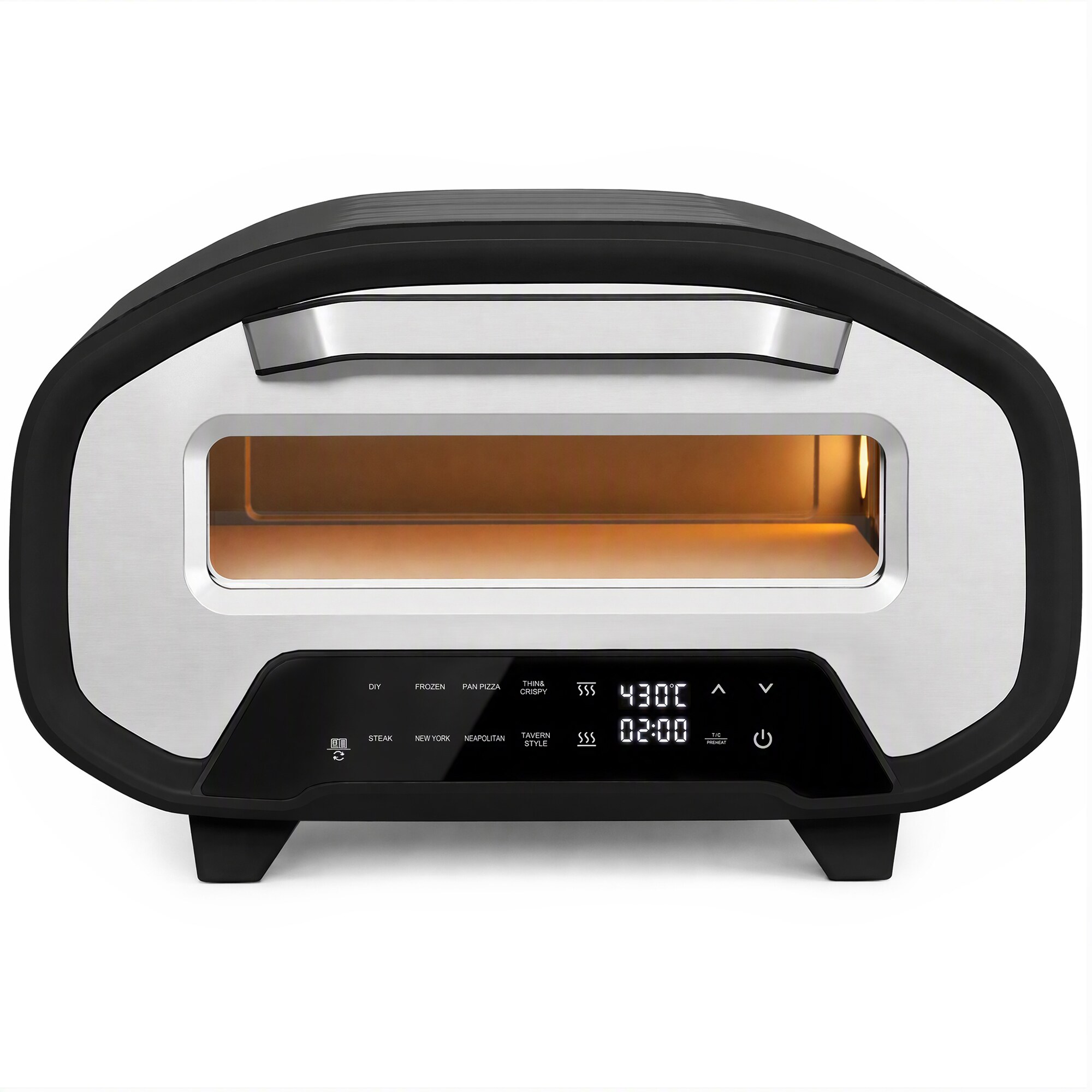 Sisäpizzauuni, 30,5 cm sähköinen pizzauuni, 8 ohjelmaa, 430 °C, ajastin, keraaminen kivi, 2200 W